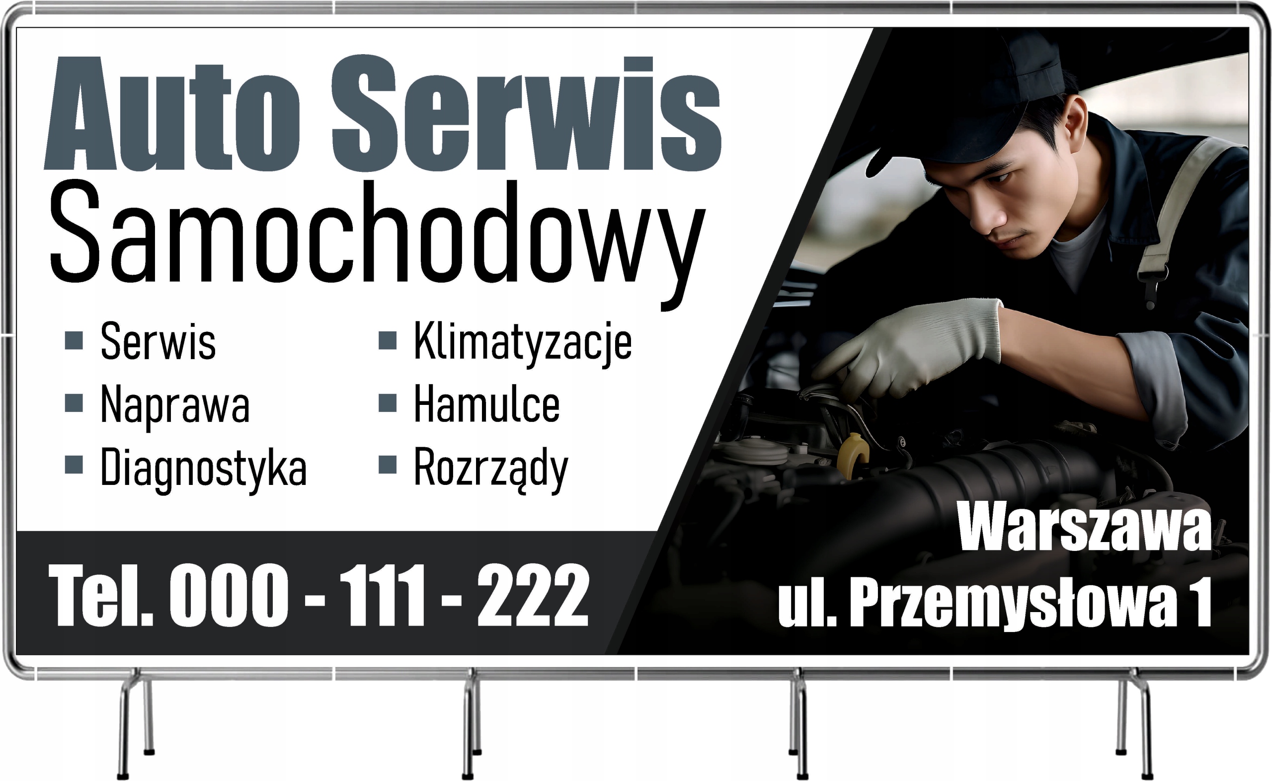 BANER REKLAMOWY 200x100cm projekt w cenie AUTO SERWIS samochodowy