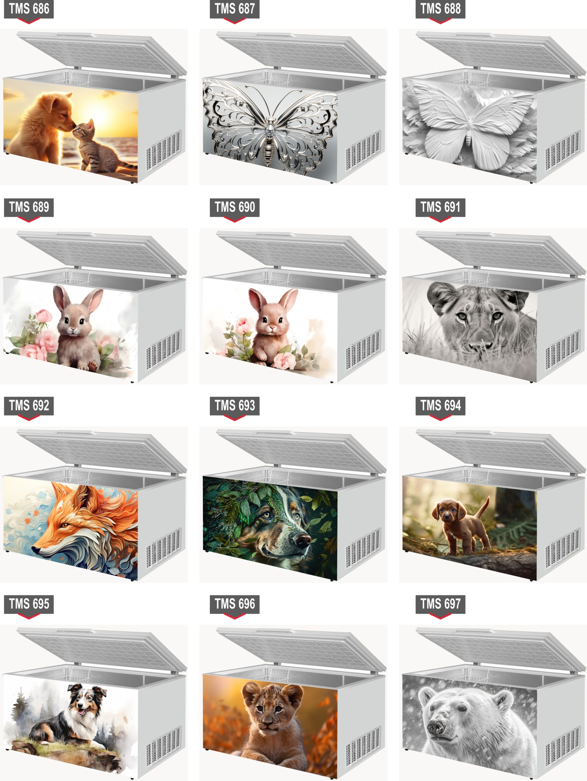 Naklejka samoprzylepna na zamrażarkę zmywarkę pralkę LWY ZWIERZĘTA WZORY