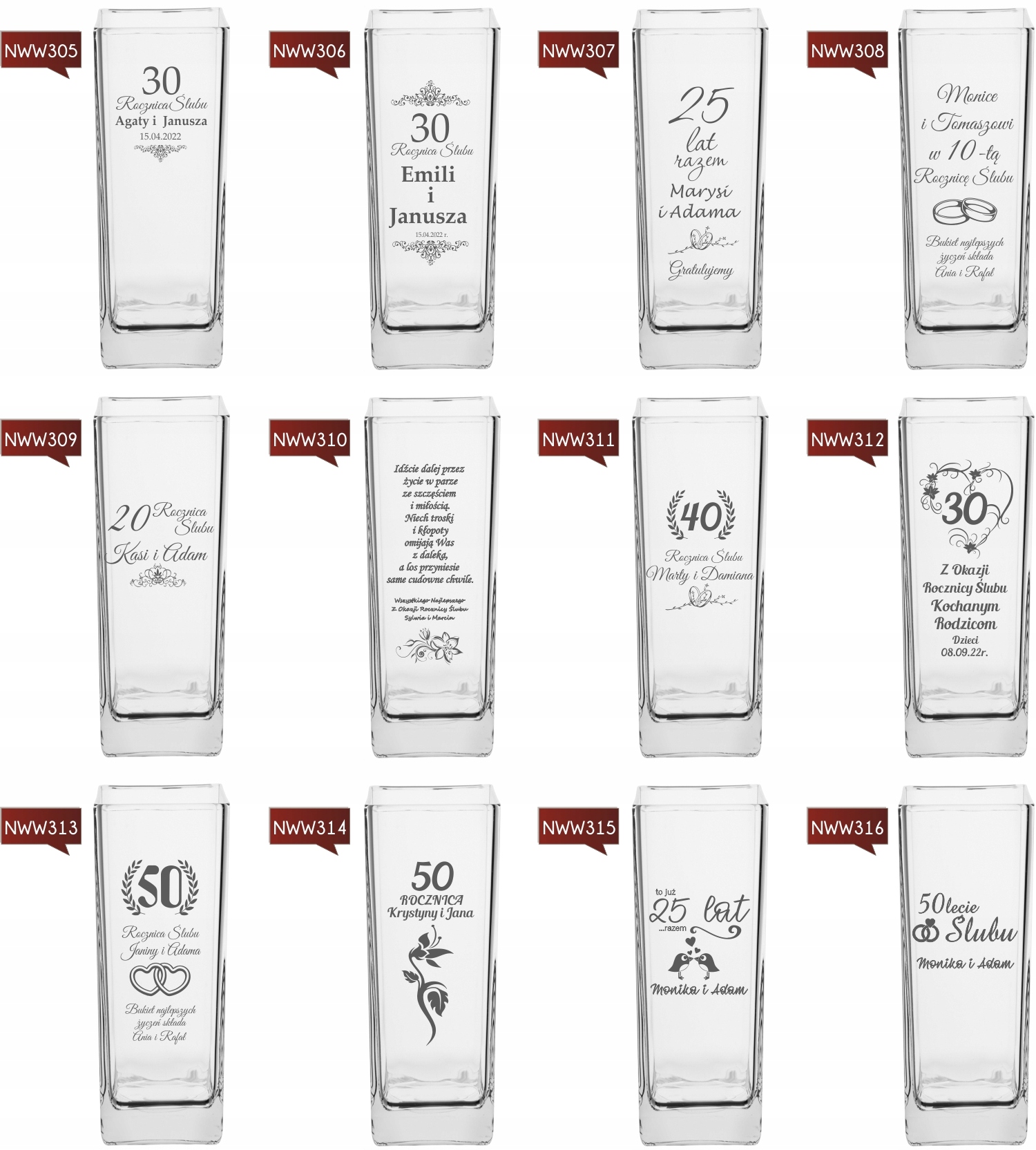 Wazon z grawerem PREZENT na urodziny 30 40 50 60