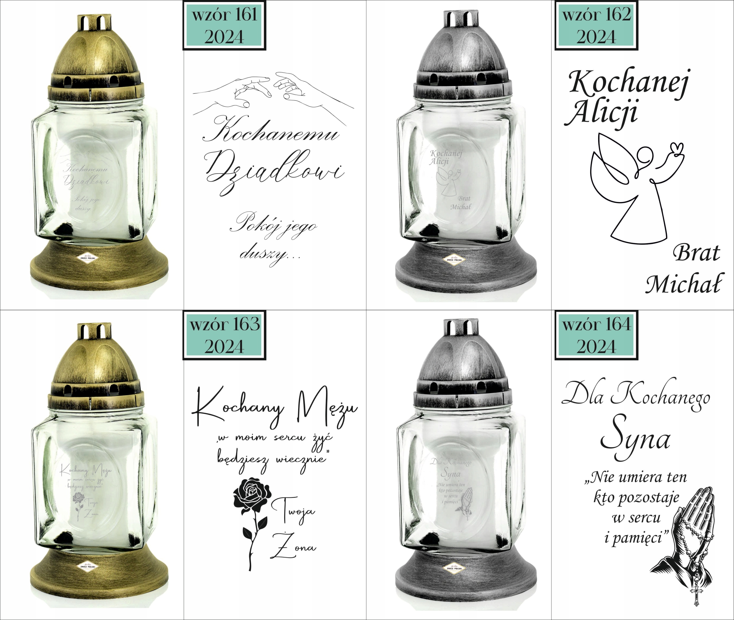 ZNICZ szklany GRAWER KAPLICZKA personalizowany TWÓJ NAPIS dla babci dziadka