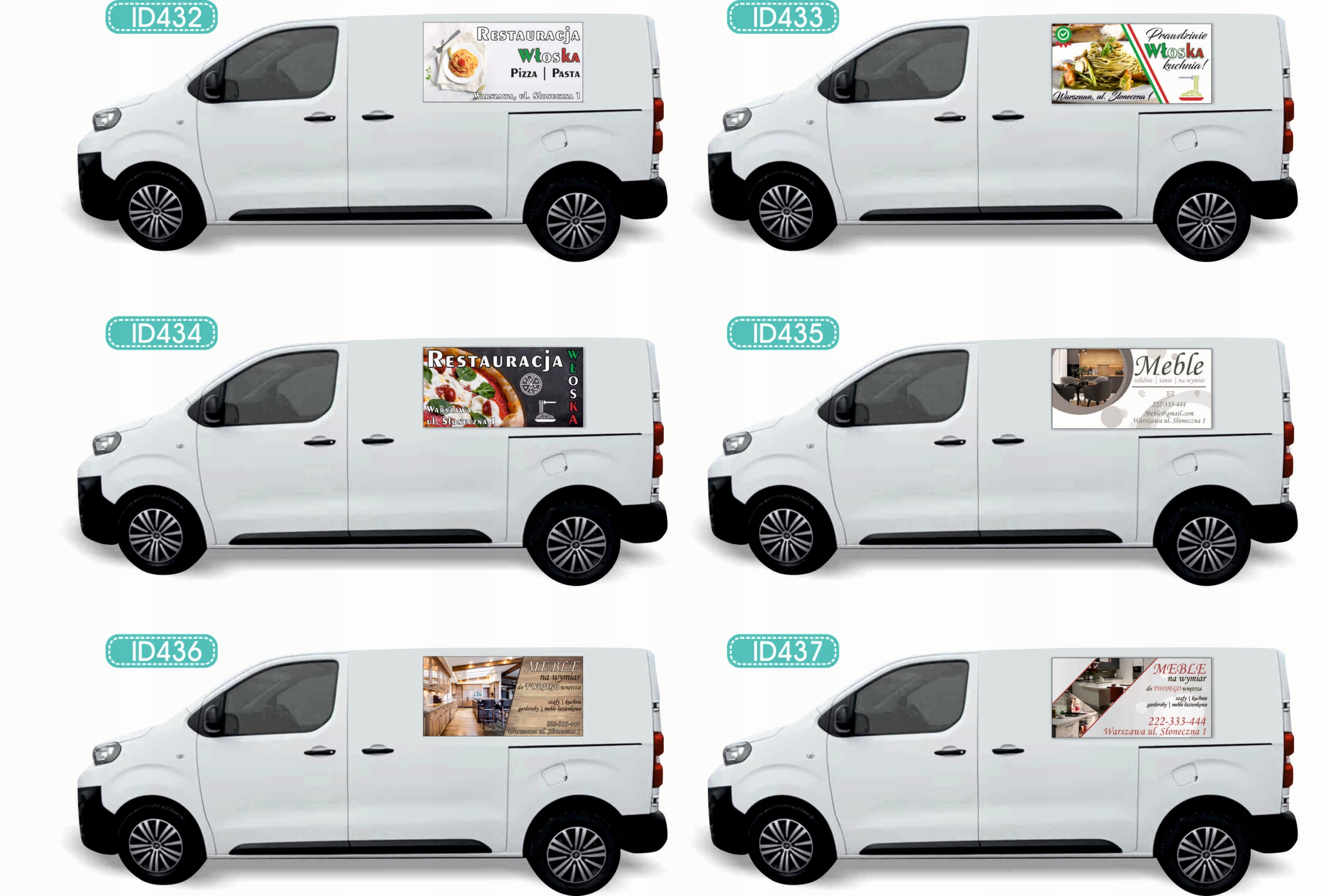 Reklama Naklejka na samochód dużo różnych wzorów MEBLE NA WYMIAR