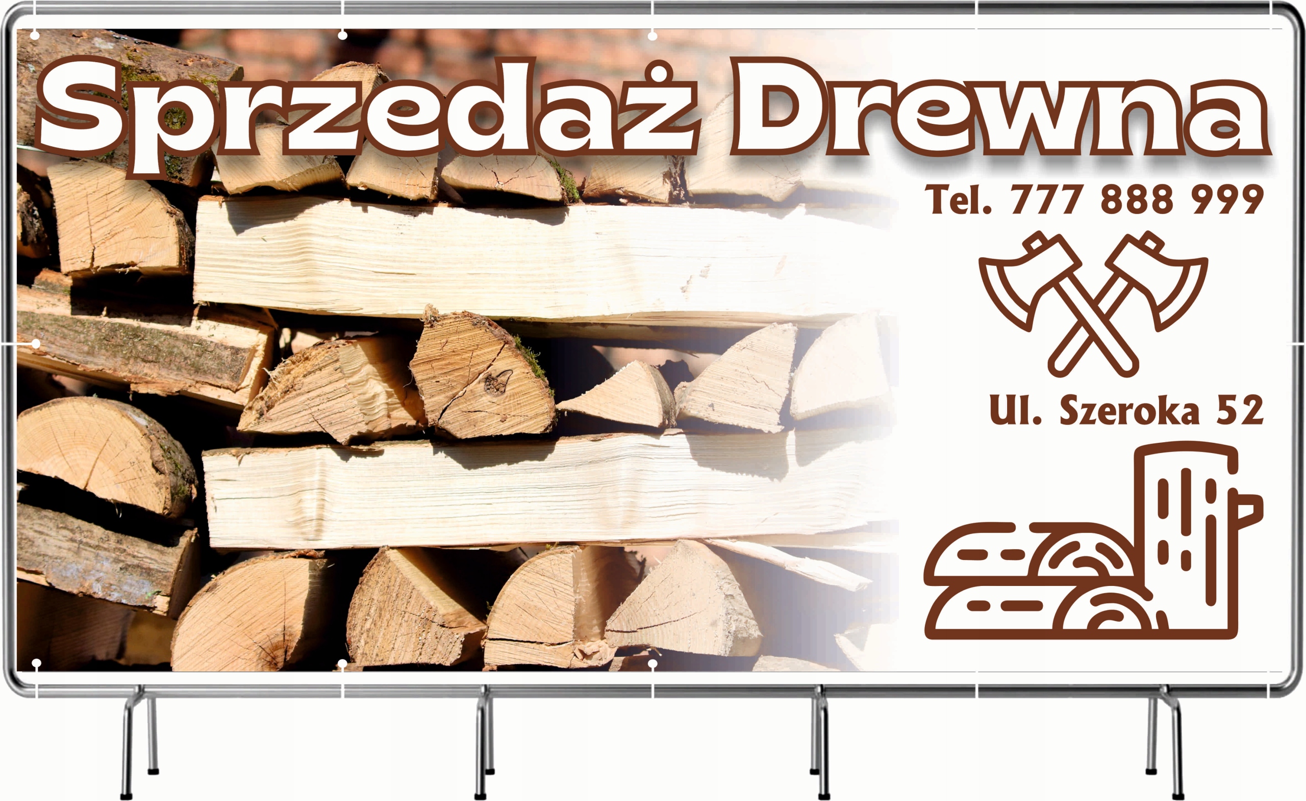 BANER REKLAMOWY 130x80cm różne wzory projekt w cenie SPRZEDAŻ DREWNA