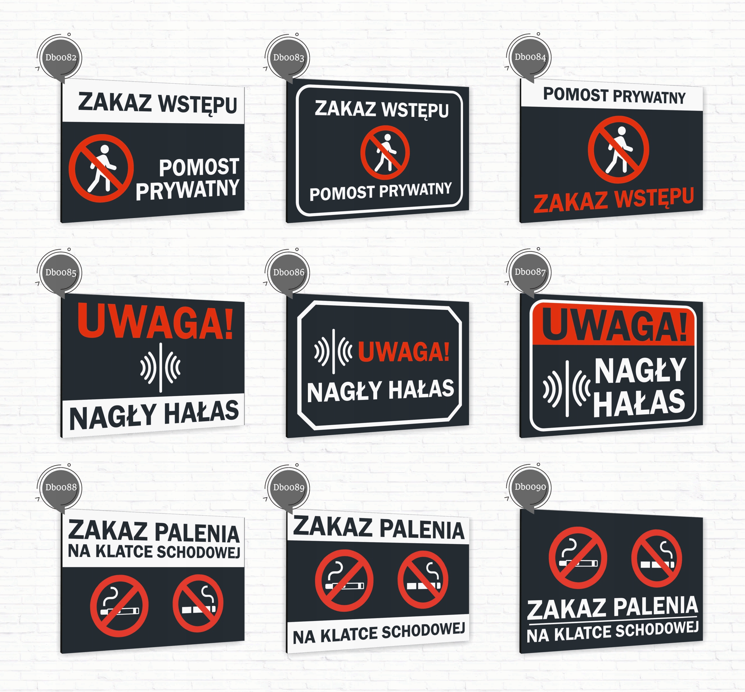 Tabliczka znak informacyjny 30x20 Antracyt NAGŁY HAŁAS Nierdzewna