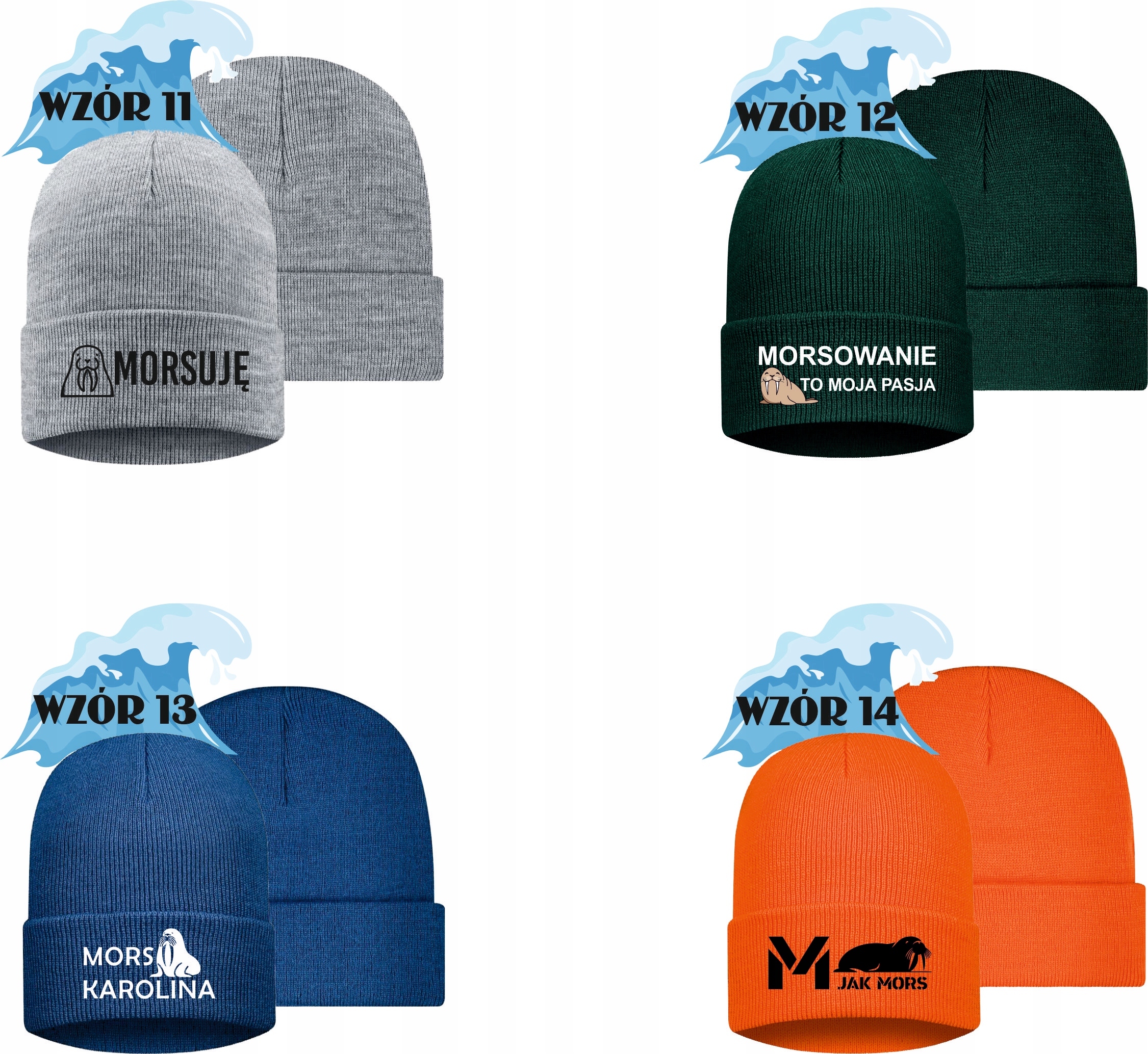 Czapka zimowa TWÓJ WŁASNY HAFT LOGO NAPIS GRAFIKA KOCHAM MORSOWAĆ