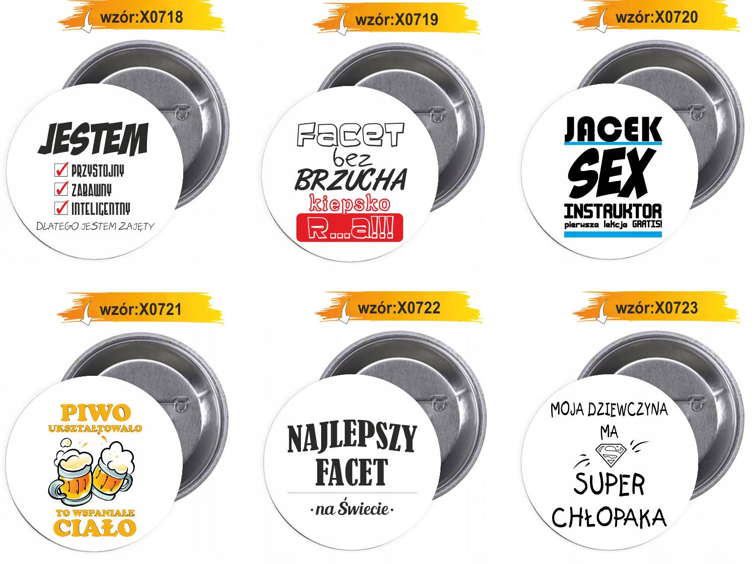 Przypinki buttony SUPER CHŁOPAK znaczki z grafiką