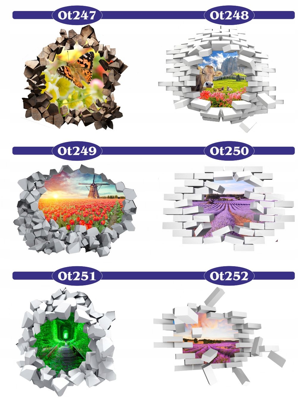 Naklejka samoprzylepna dziura 3D jesienny krajobra