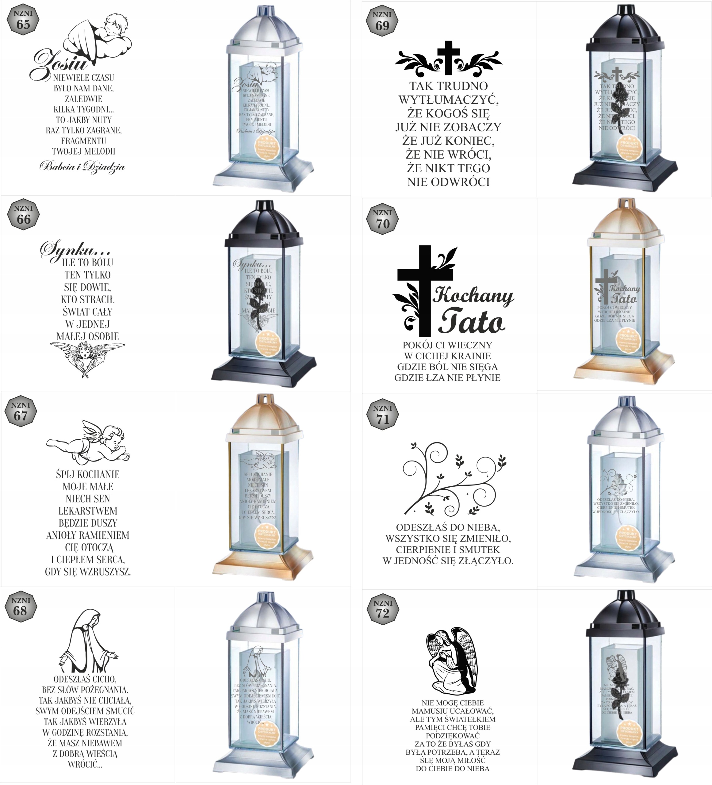 Luksusowy znicz personalizowany cytat grawer z napisem dedykacją inicjałami