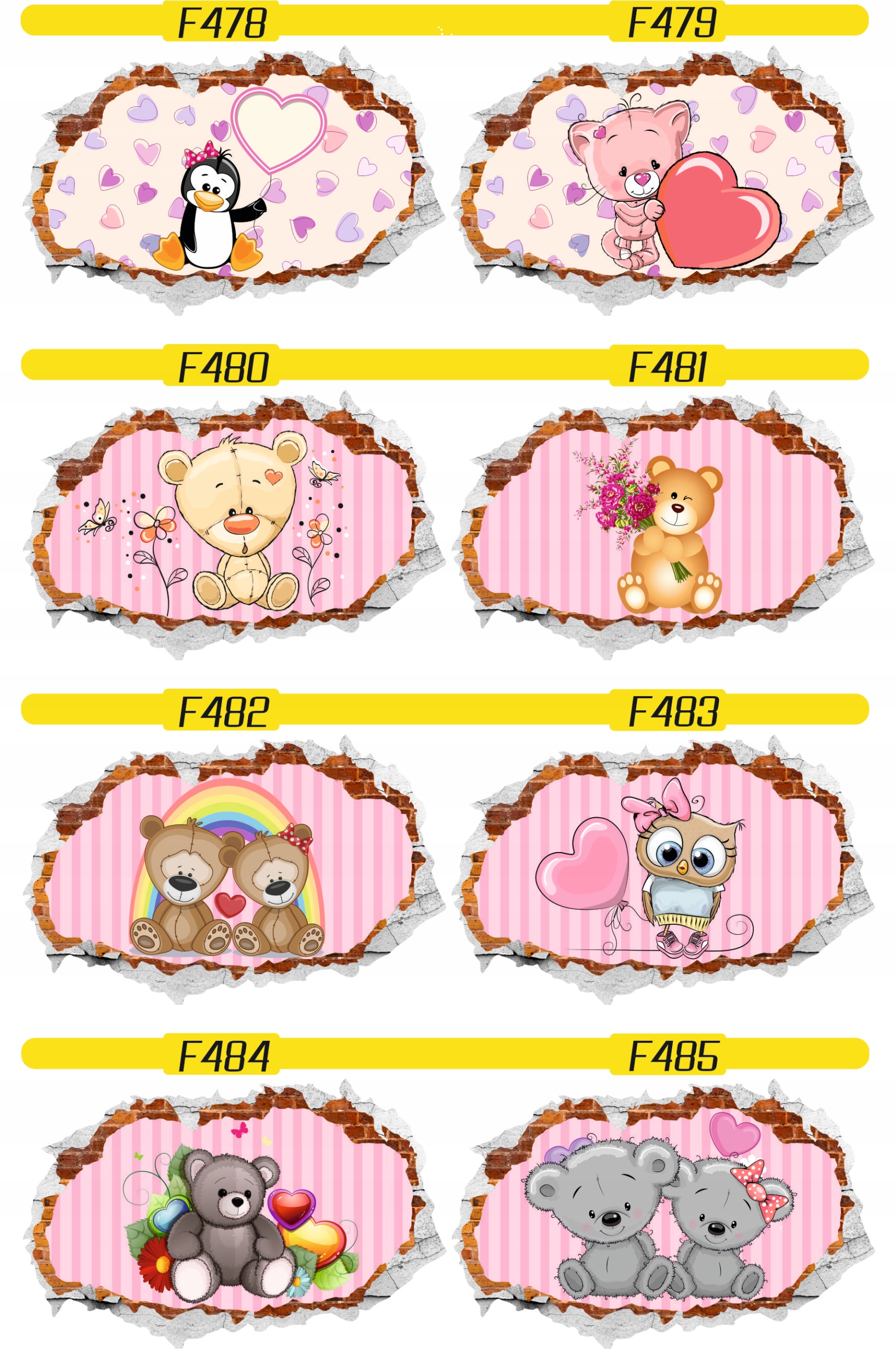 Naklejka samoprzylepna efekt 3D pluszowe misie HIT