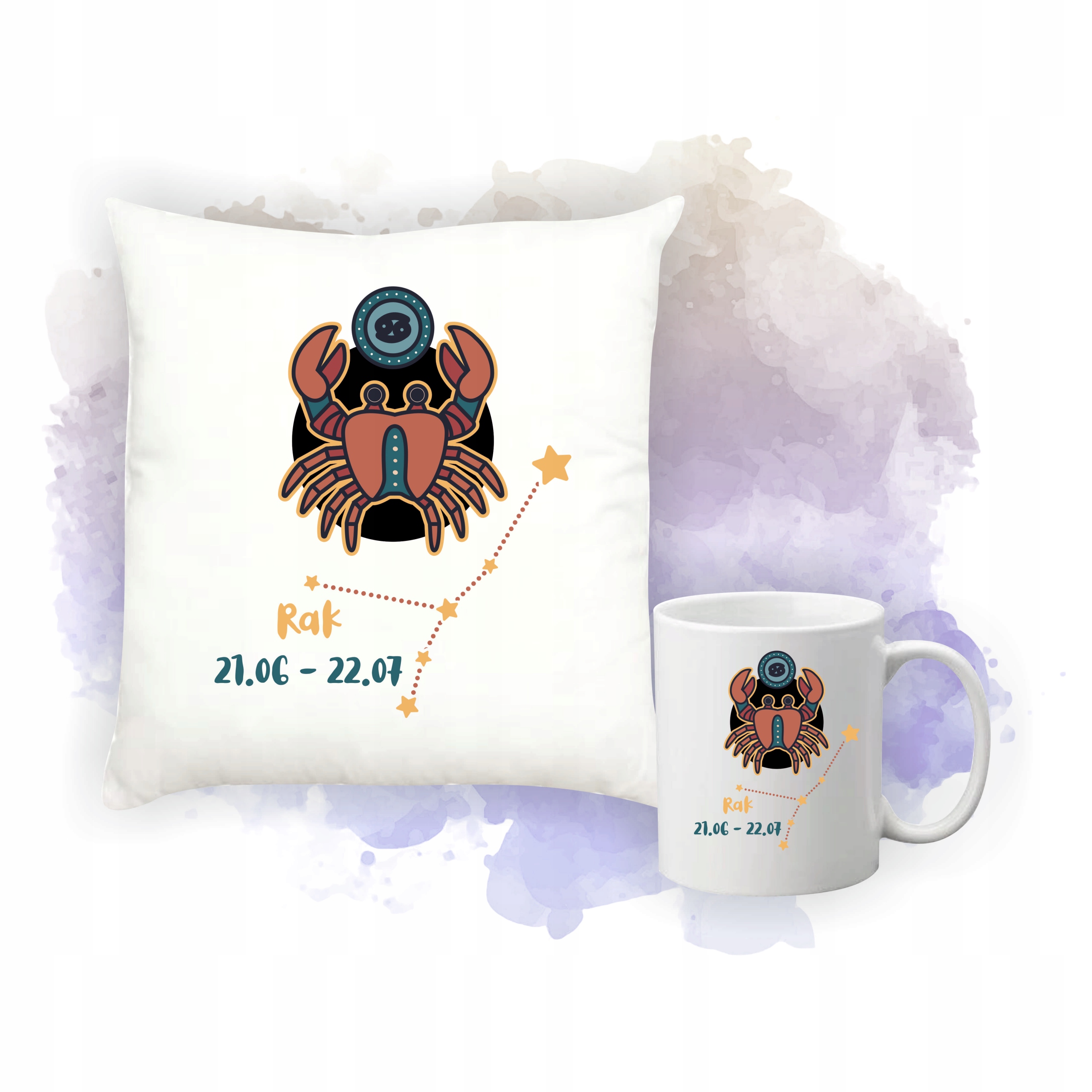 Zestaw Poduszka i Kubek Nadruk Personalizacja PREZENT ZNAK ZODIAKU RAK