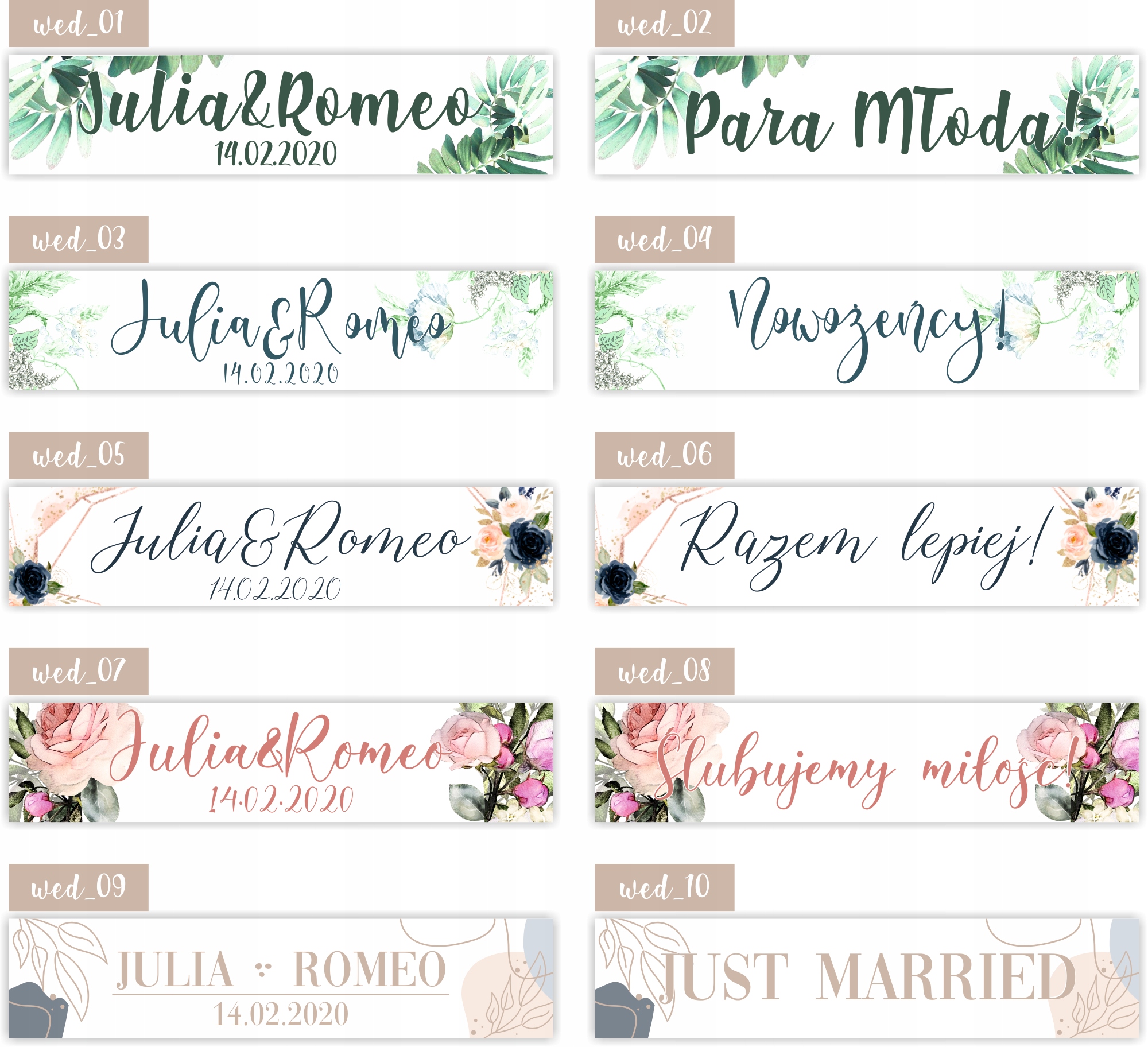 TABLICE ŚLUBNE weselne tablica na samochód IMIONA