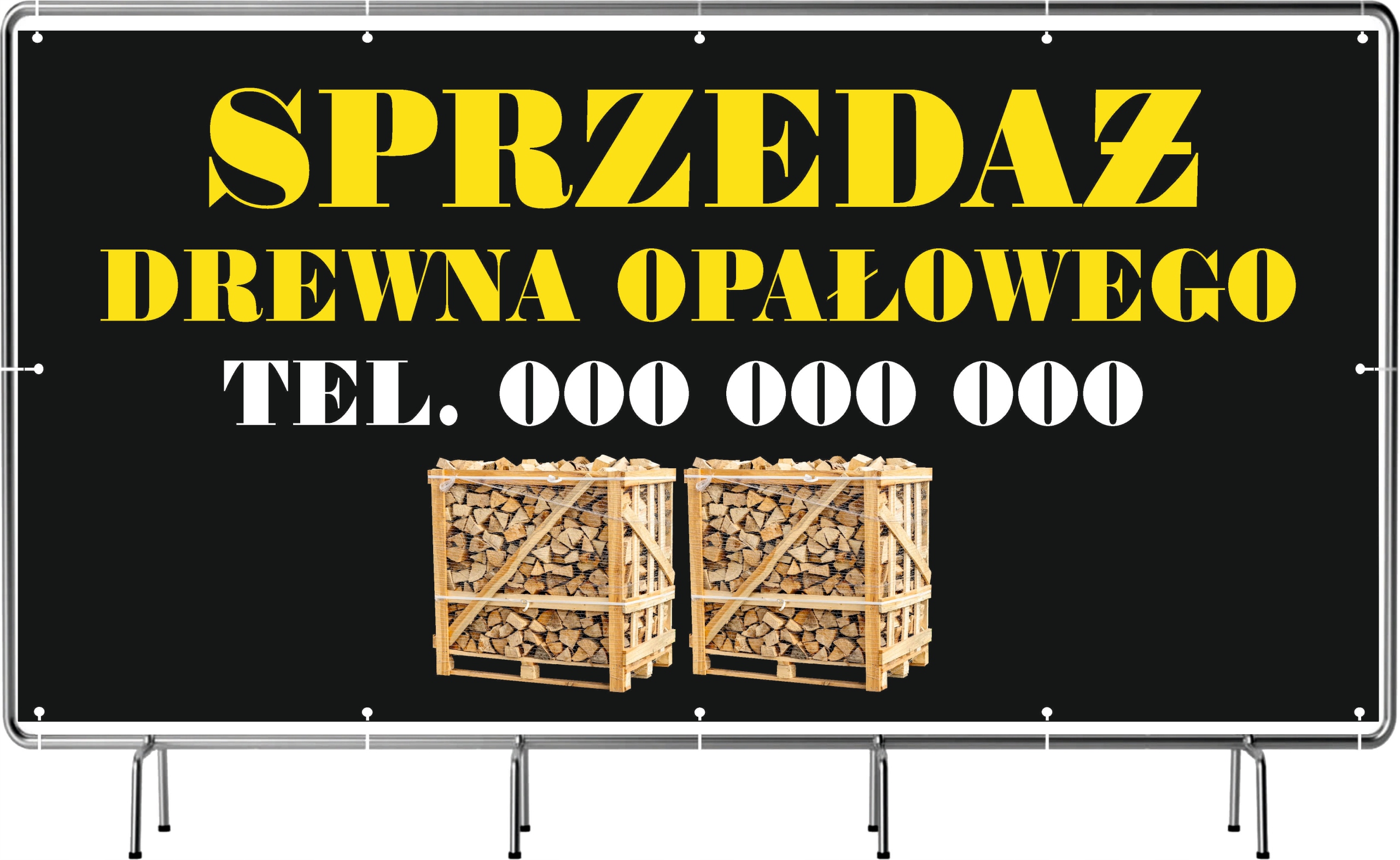 BANER REKLAMOWY 200x100 cm duży wybór różne wzory SPRZEDAŻ DREWNA OPAŁOWEGO