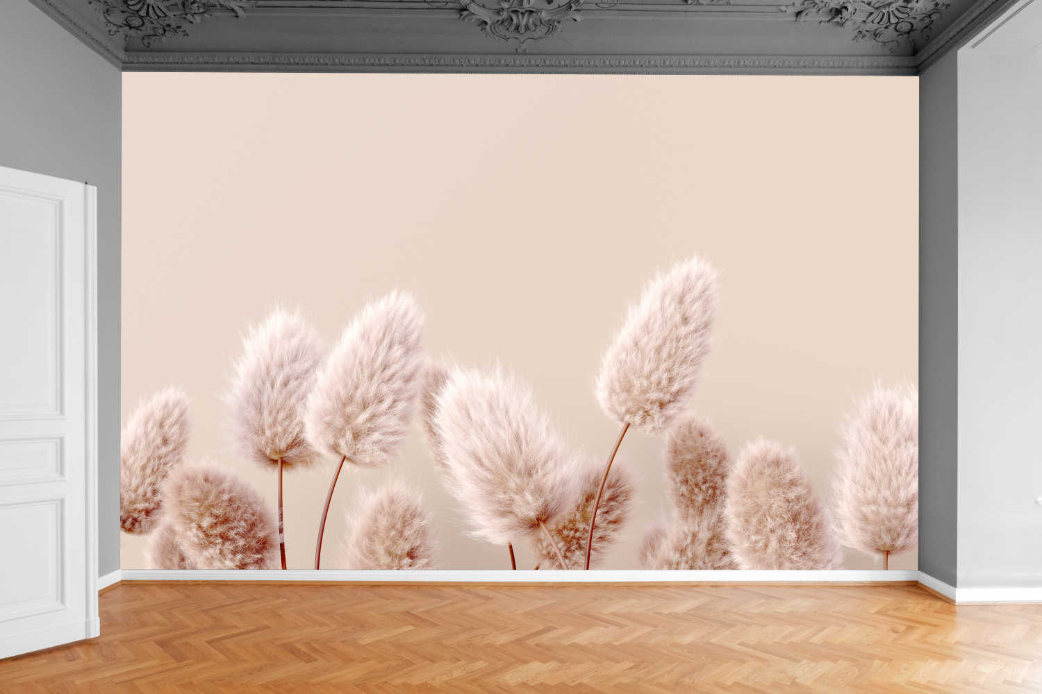 Fototapeta STYL BOHO KWIATY PASTELOWE TRAWA PAMPAS