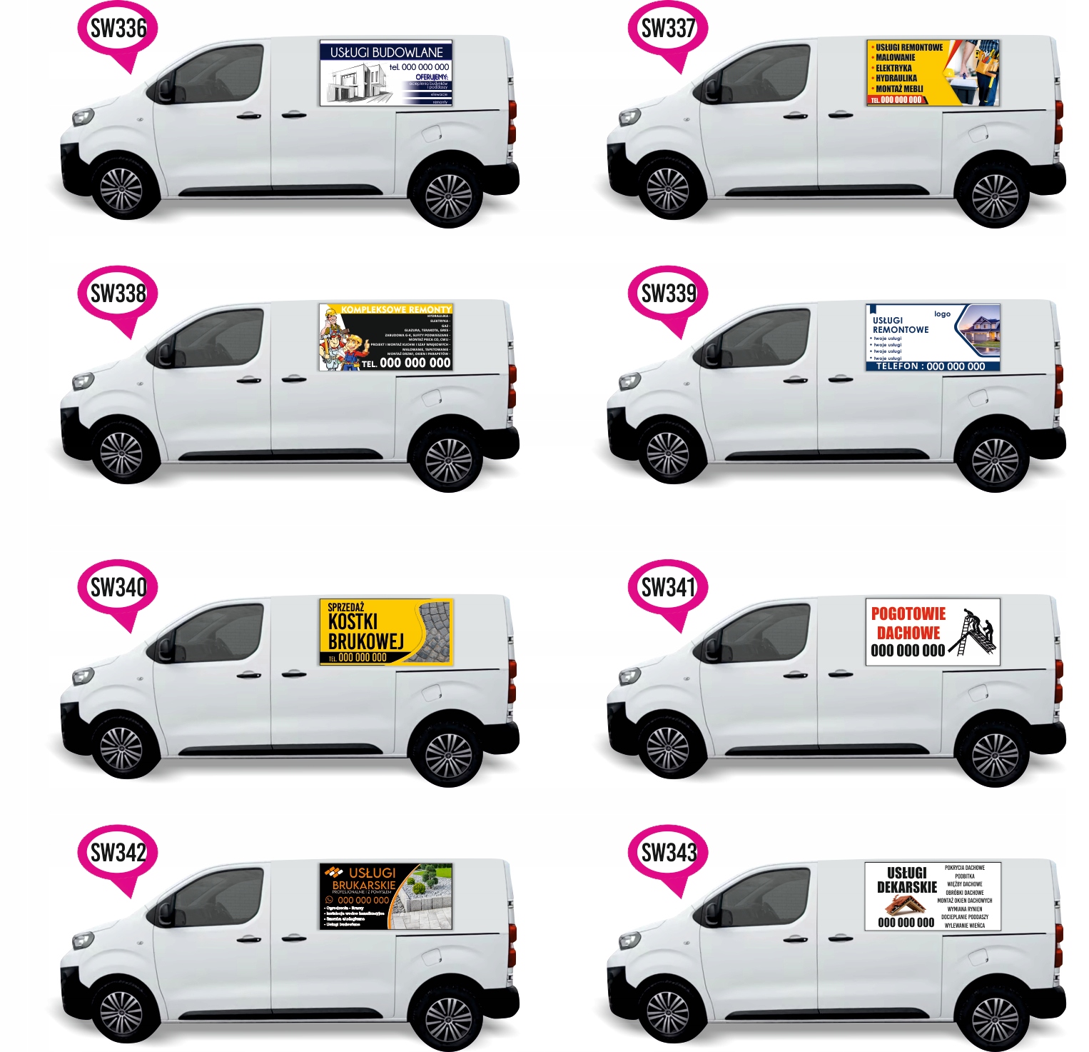 Naklejka Folia na samochód auto reklamowa USŁUGI BUDOWLANE