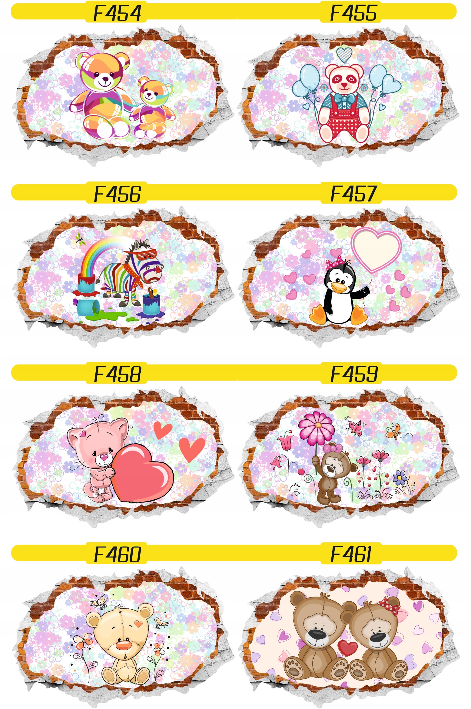 Naklejka samoprzylepna efekt 3D pluszowe misie HIT