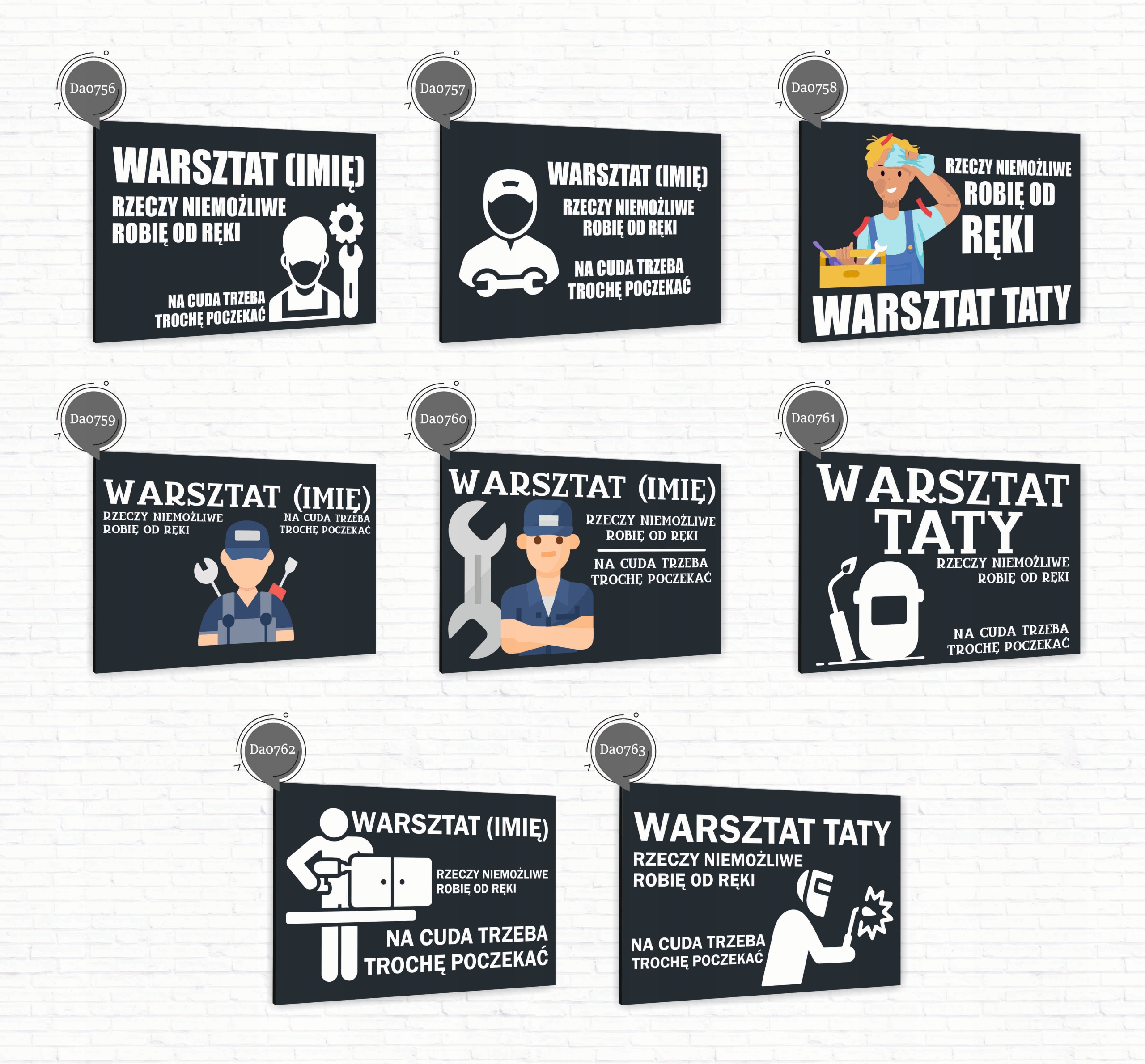 Tabliczka informacyjna znak dibond nadruk uv 20x15 WARSZTAT + TWOJE IMIĘ