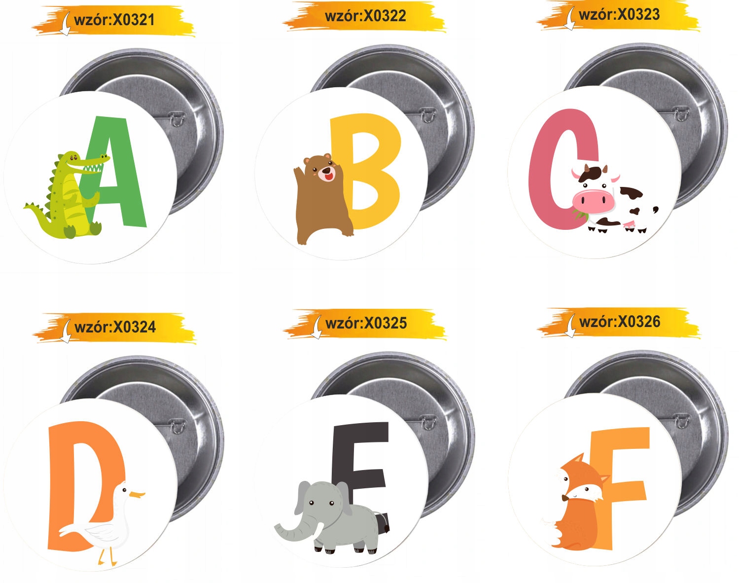 Przypinki buttony LITERKI DLA DZIECI - Q