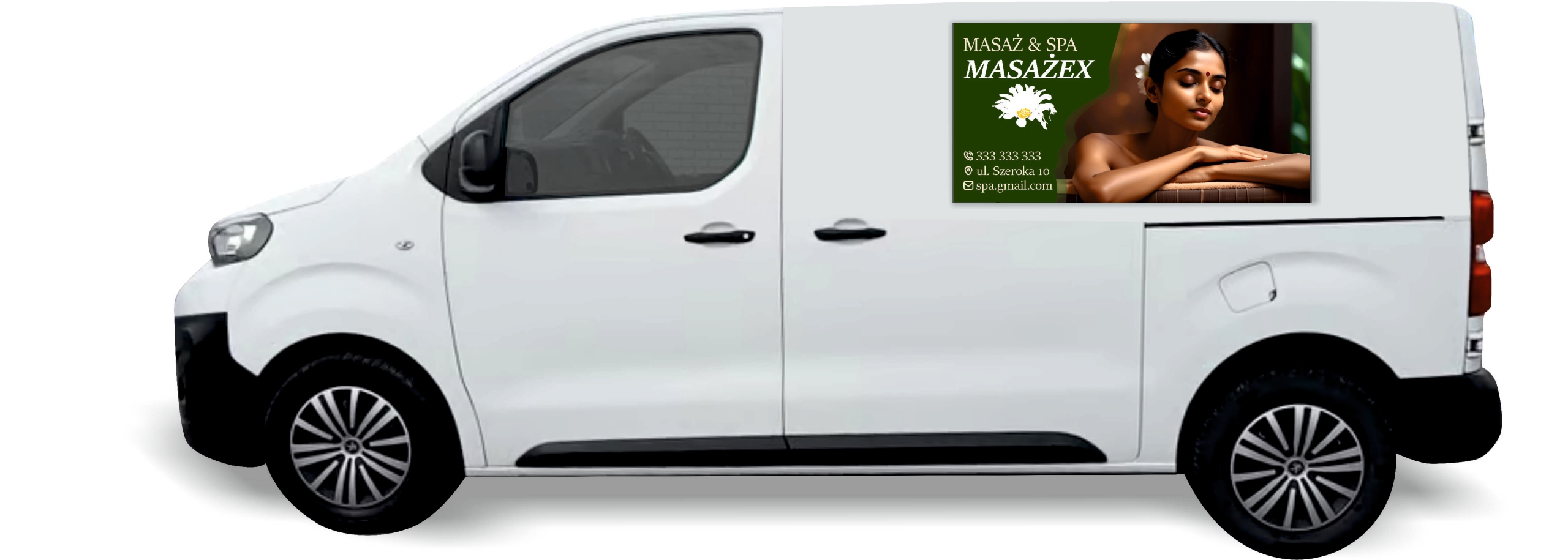 Reklama Naklejka na samochód MASAŻ SPA dużo wzorów gotowy projekt