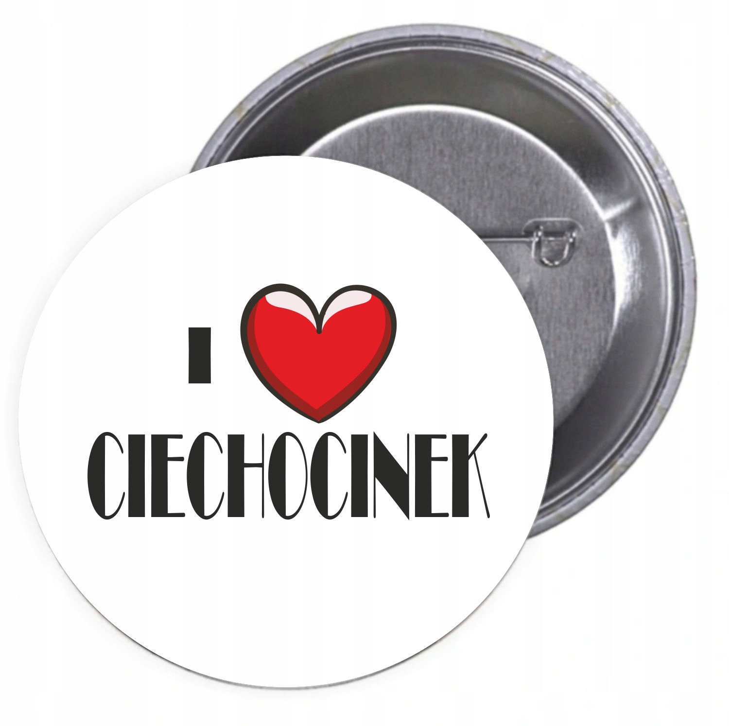 Przypinki buttony I LOVE CIECHOCINEK znaczki