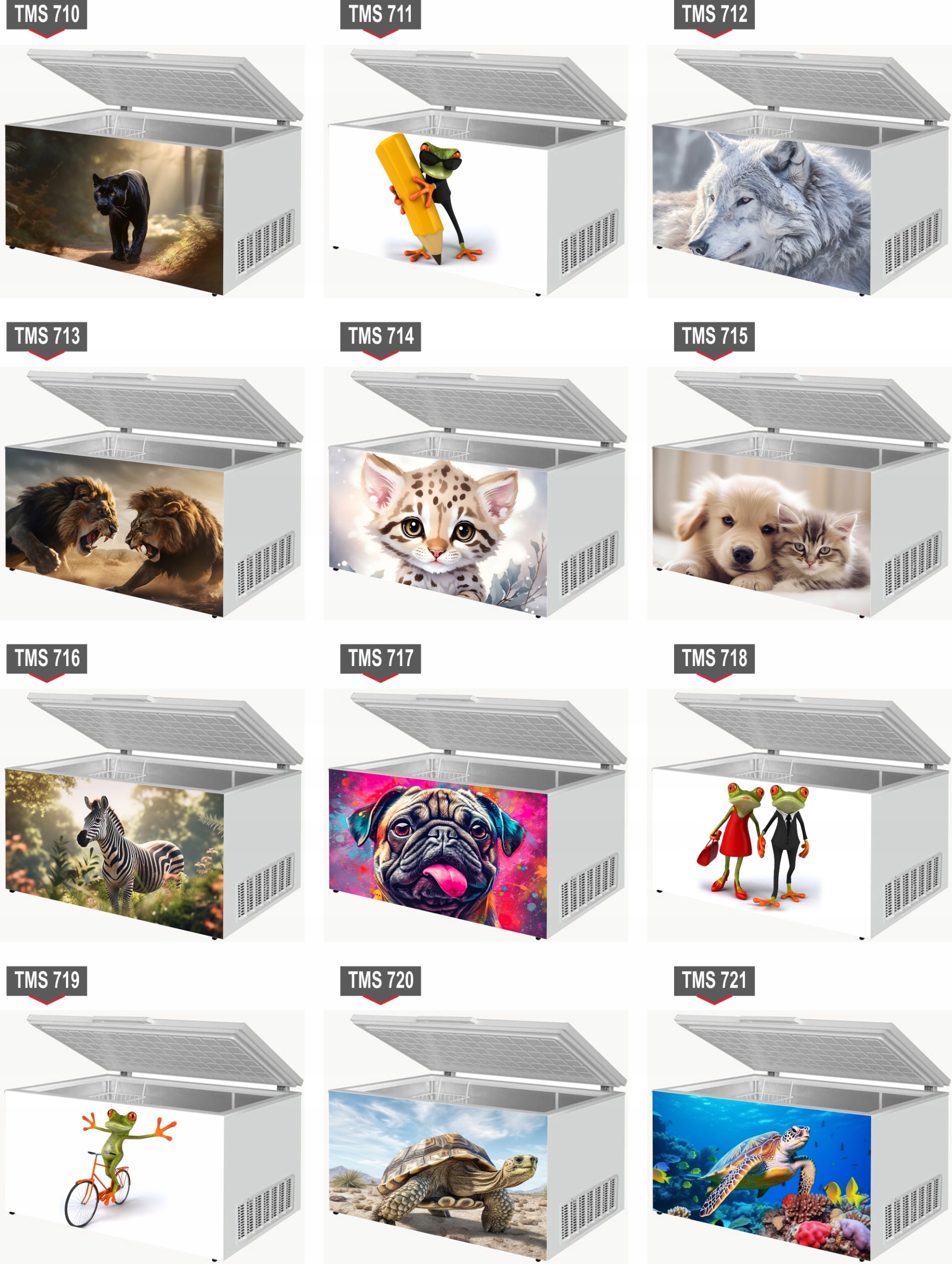 Naklejka samoprzylepna na zamrażarkę zmywarkę pralkę LWY ZWIERZĘTA WZORY