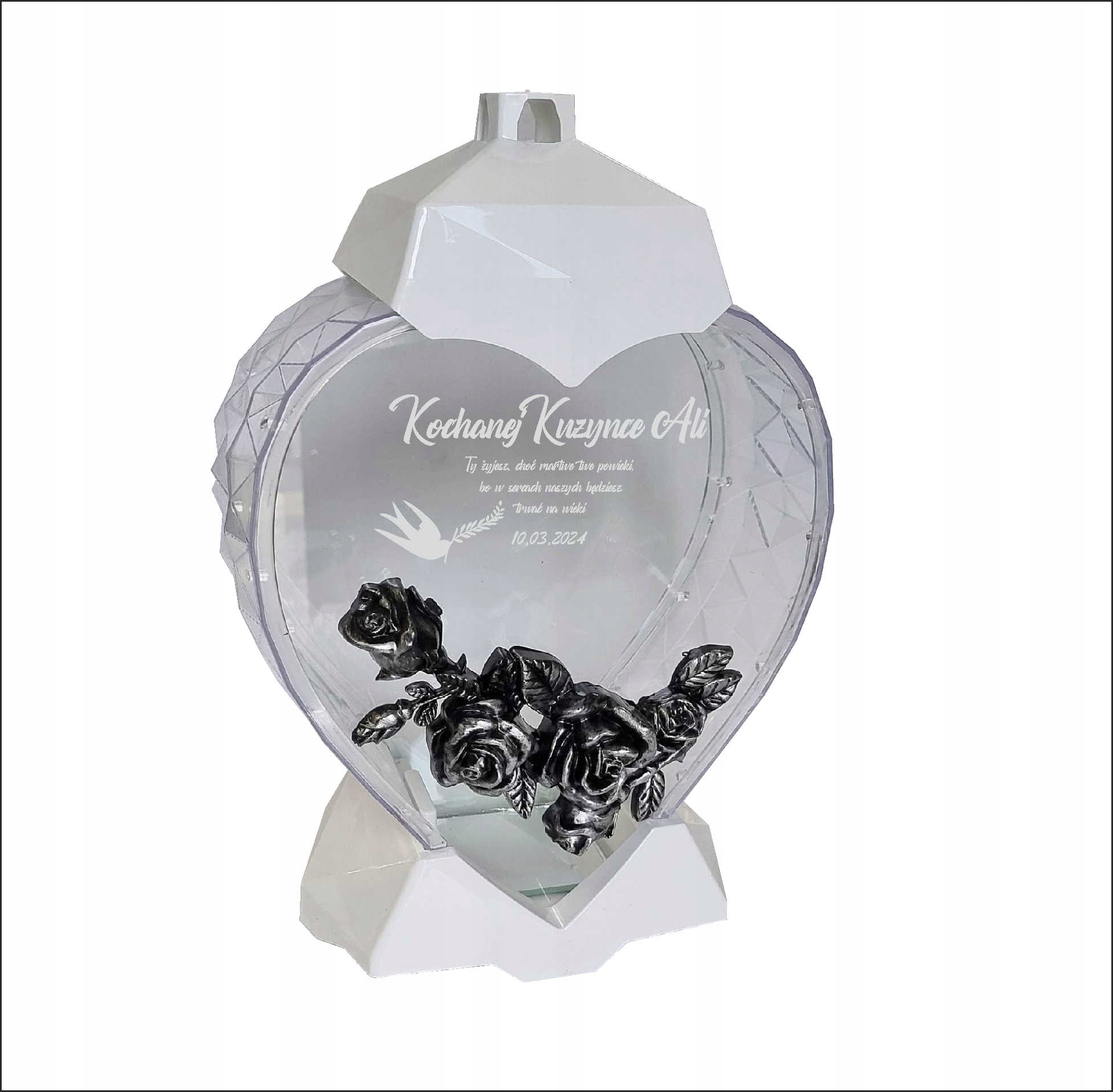 EKSKLUZYWNY ZNICZ SERCE biały personalizowany GRAWER DLA KUZYNKI