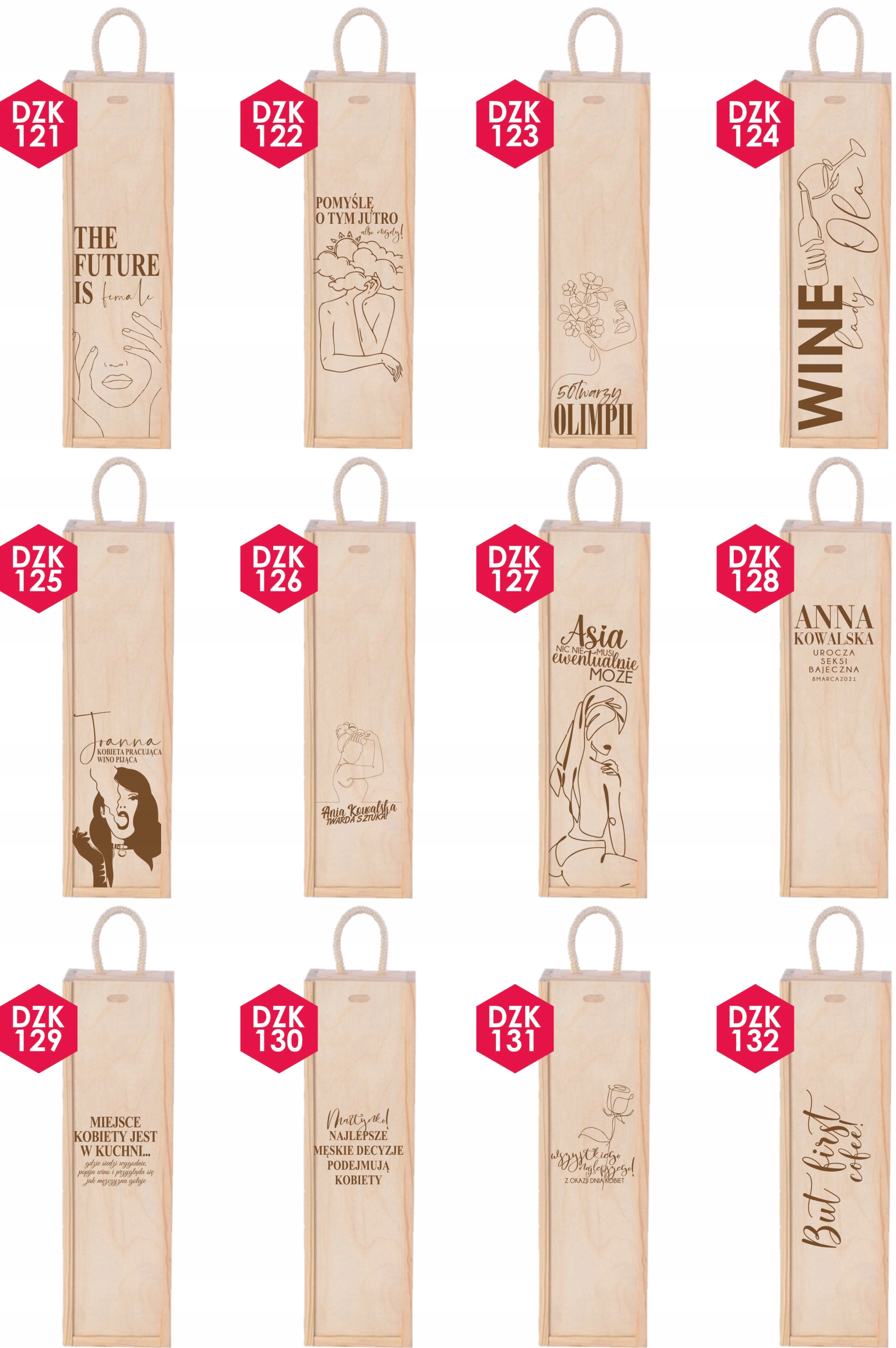 Skrzynka na wino grawer na DZIEŃ KOBIET z imieniem