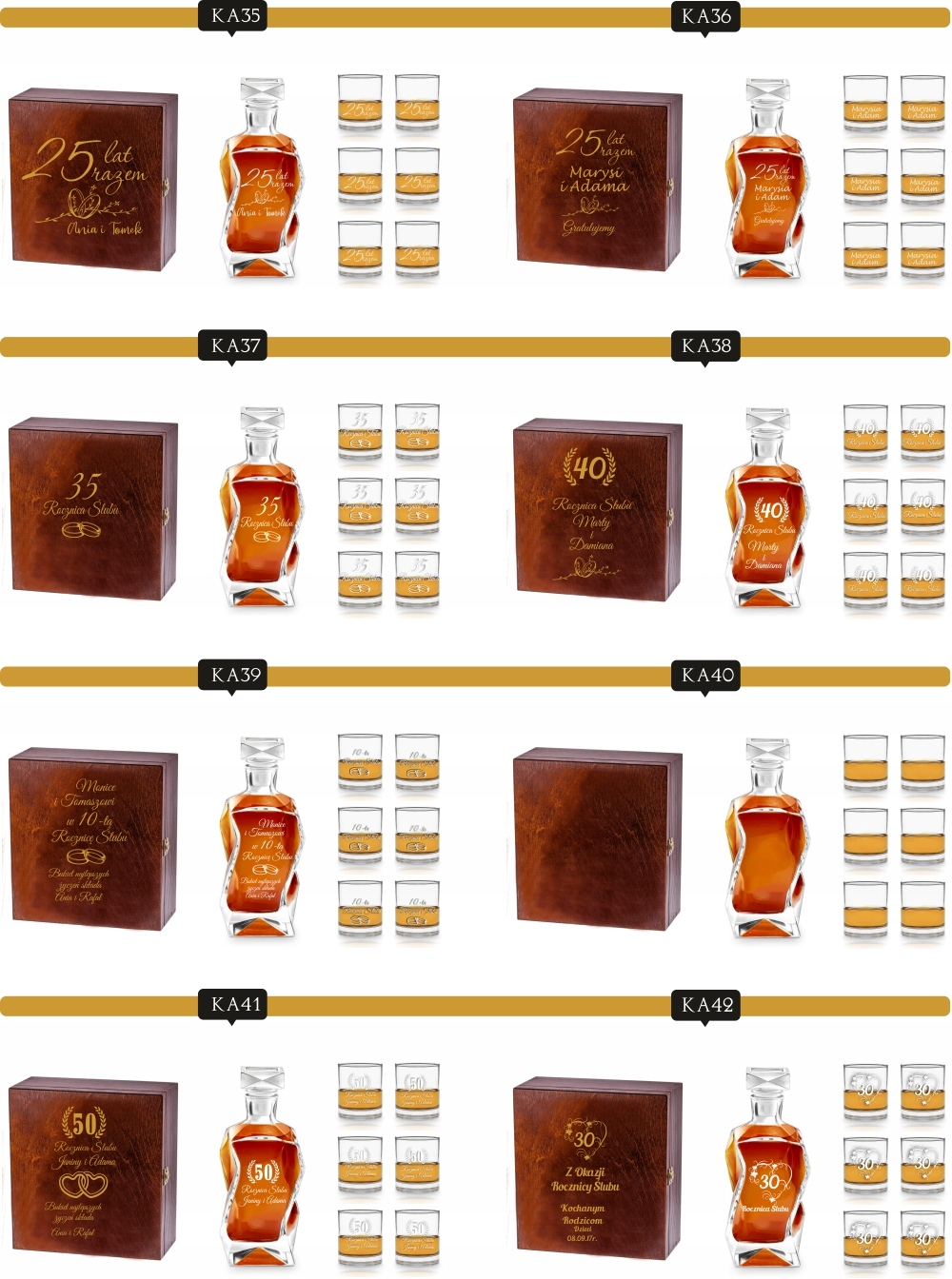 Karafka szklanki do whisky grawer PREZENT na ślub