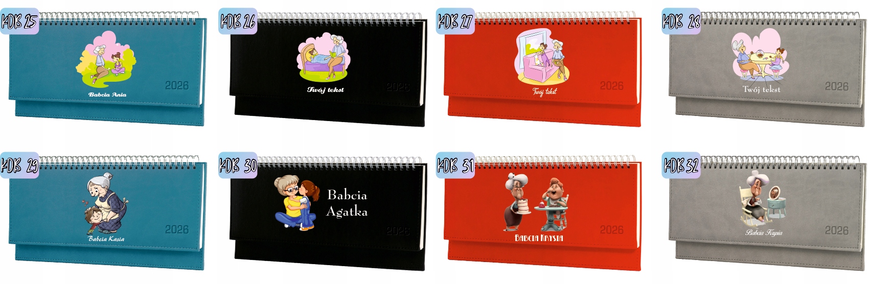 Terminarz dziadek i babcia 2026 tygodniowy kalendarz leżący biurkowy