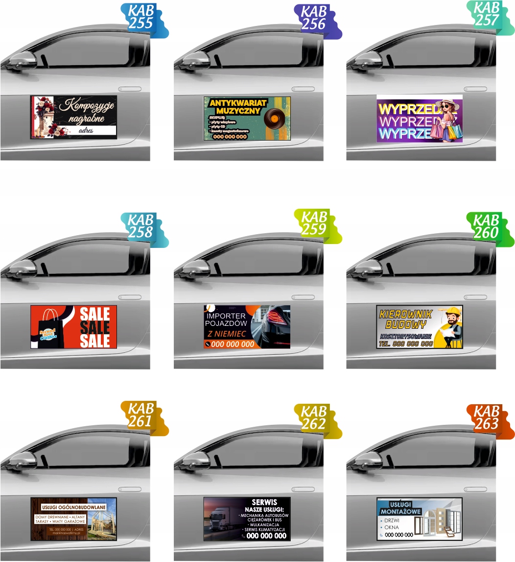 Magnes na samochód reklama magnetyczna 60x30 cm USŁUGI KAMIENIARSKIE