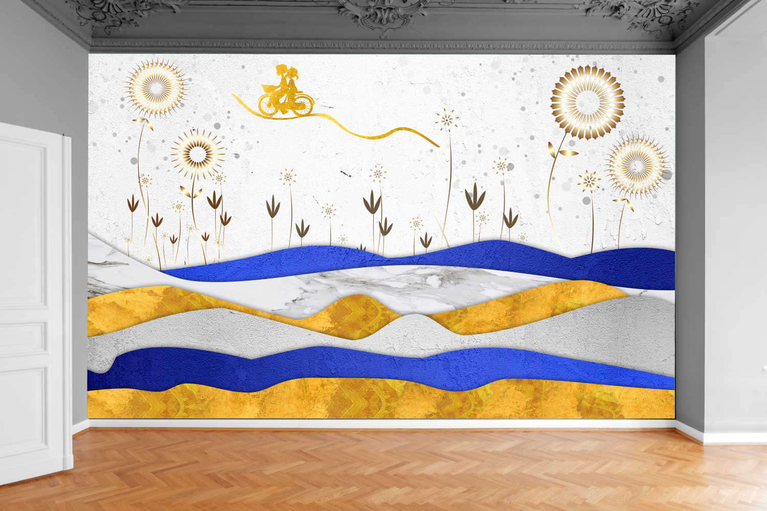 Fototapeta NOWOCZESNA ZŁOTA MALOWNICZA 200x130