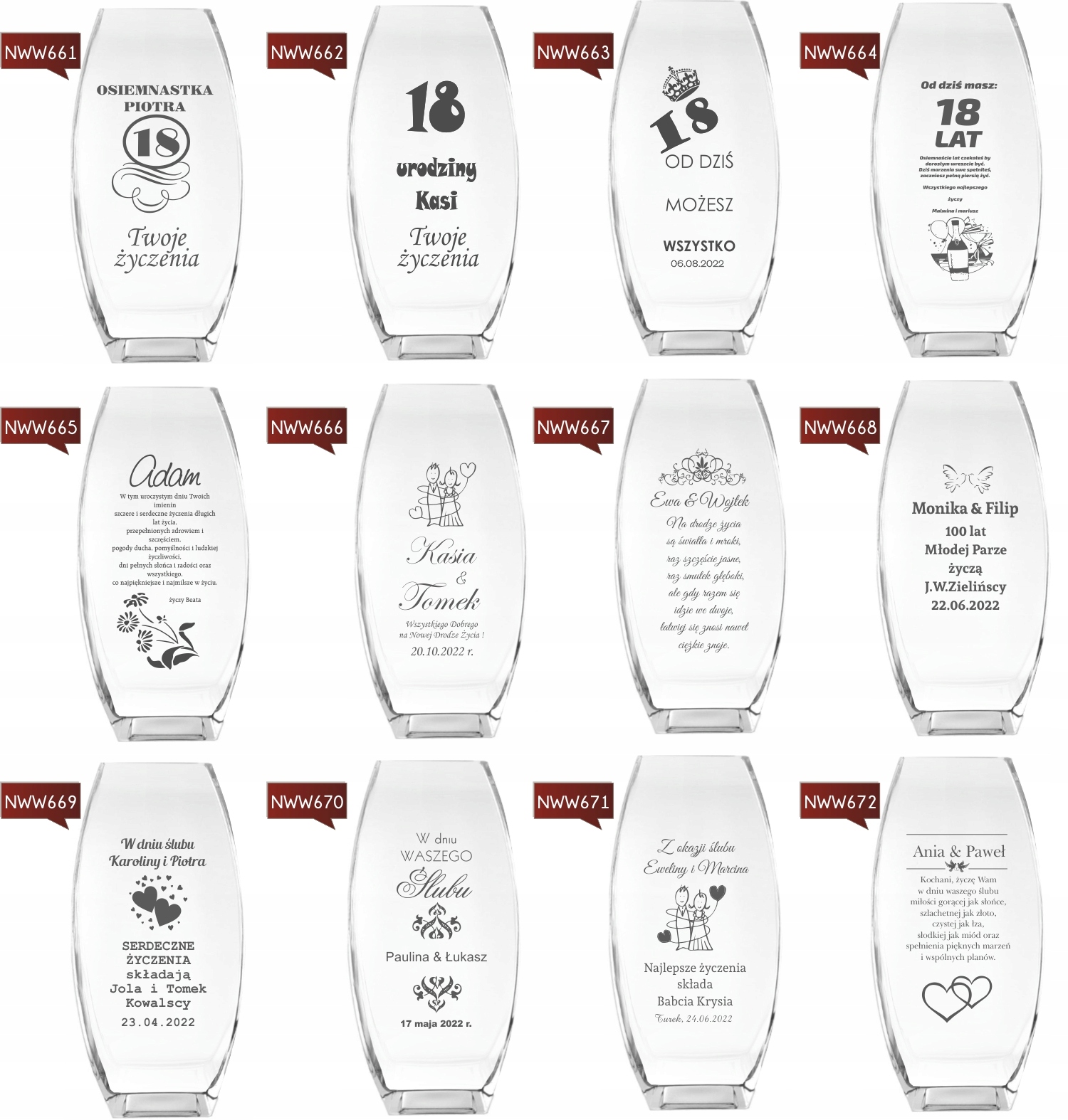 Wazon z grawer PREZENT na Rocznicę Ślubu 10 15 30