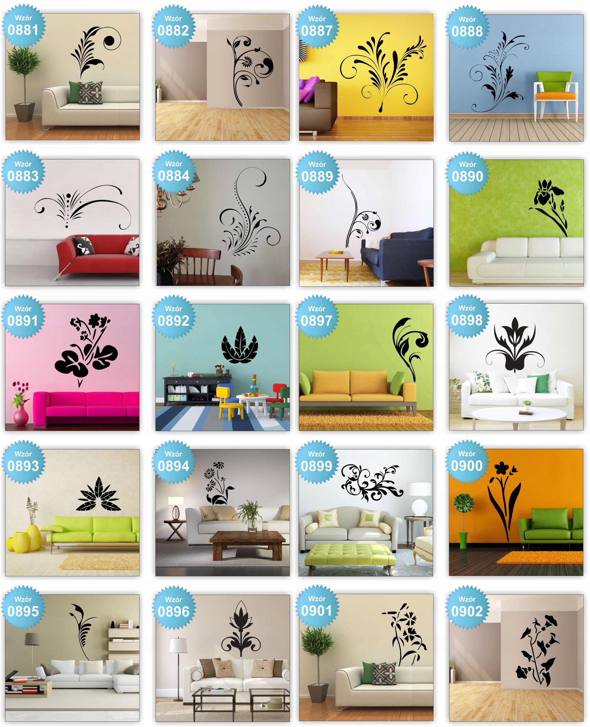 NAKLEJKI ścienne NAKLEJKA kwiaty floral ŚCIANĘ 120