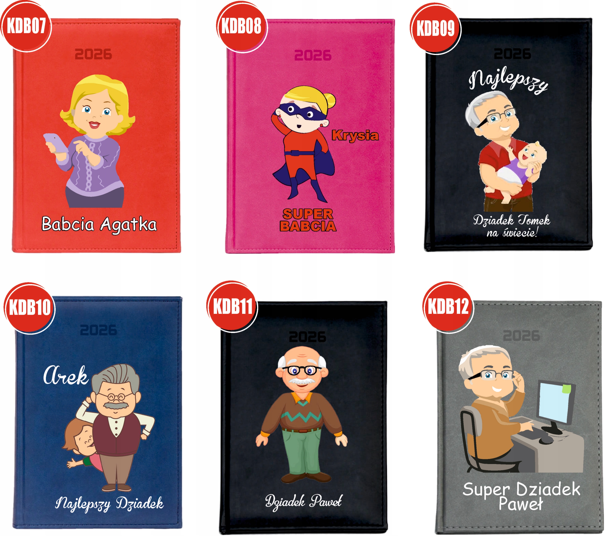 PERSONALIZOWANY PLANER kalendarz A4 2026 TYGODNIOWY babcia i dziadek