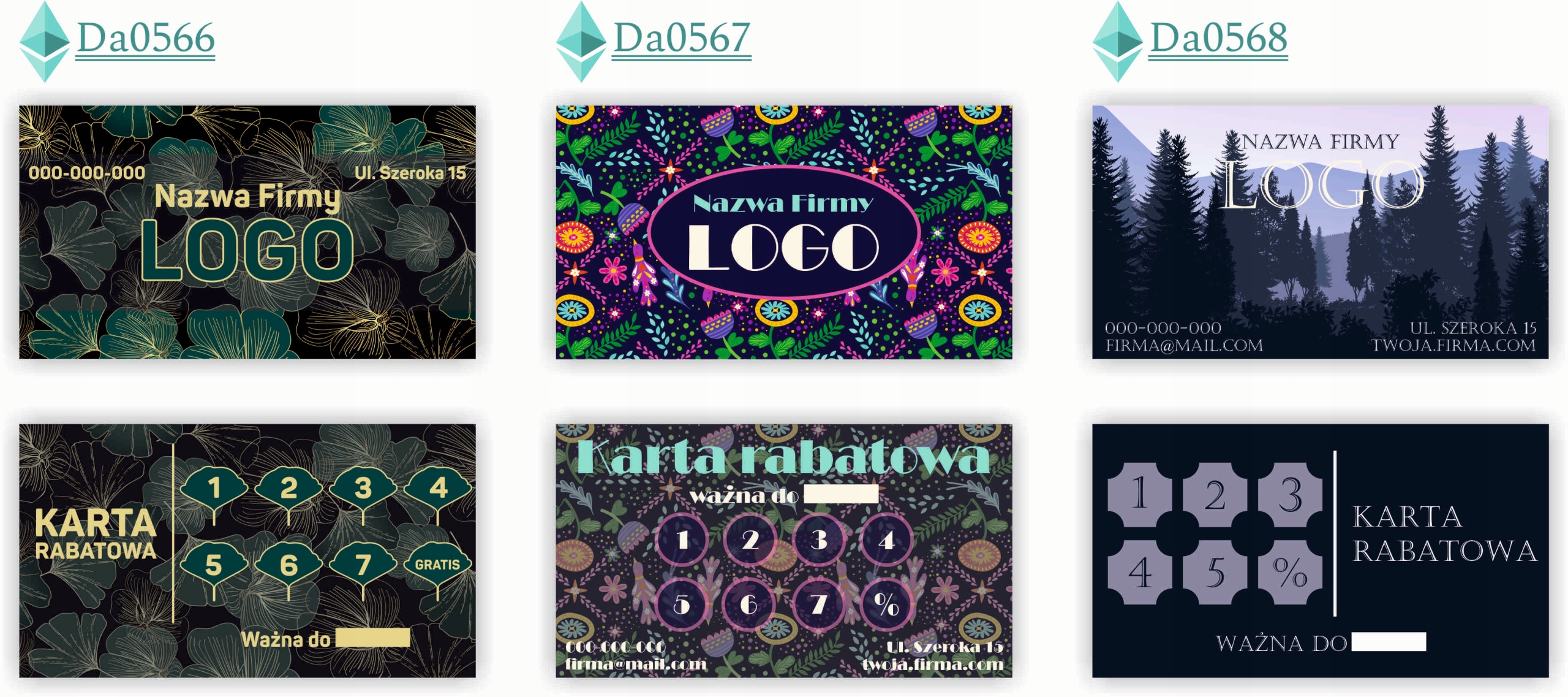 Karty stałego klienta RABATOWE 120 szt TWOJE LOGO nazwa firmy OCEANARIUM