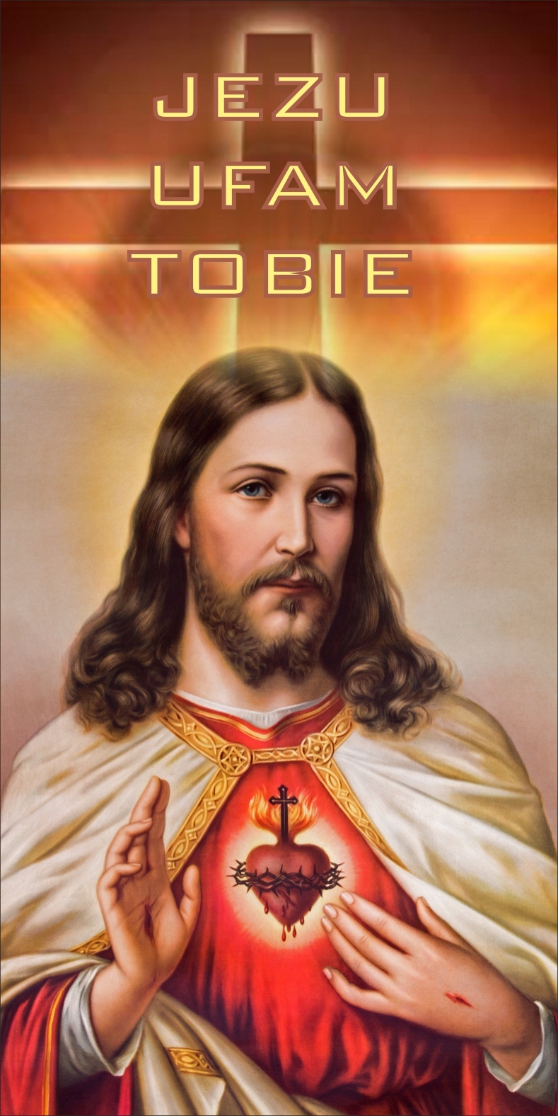 Banery Dekoracja do ołtarza kościoła Boże Ciało JEZU UFAM TOBIE 100x75 cm