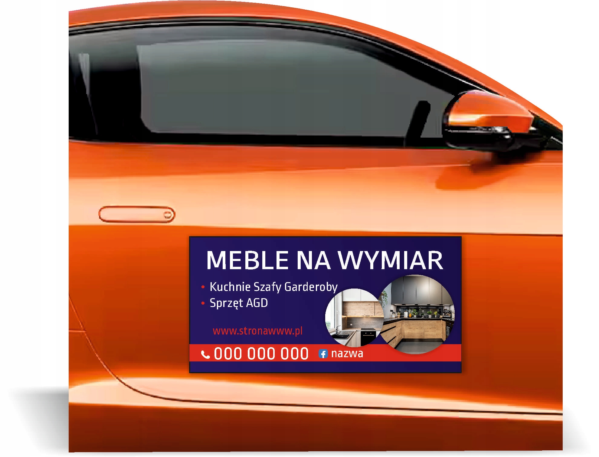 Magnes na samochód reklama magnetyczna 60x30 dużo wzorów MEBLE NA WYMIAR
