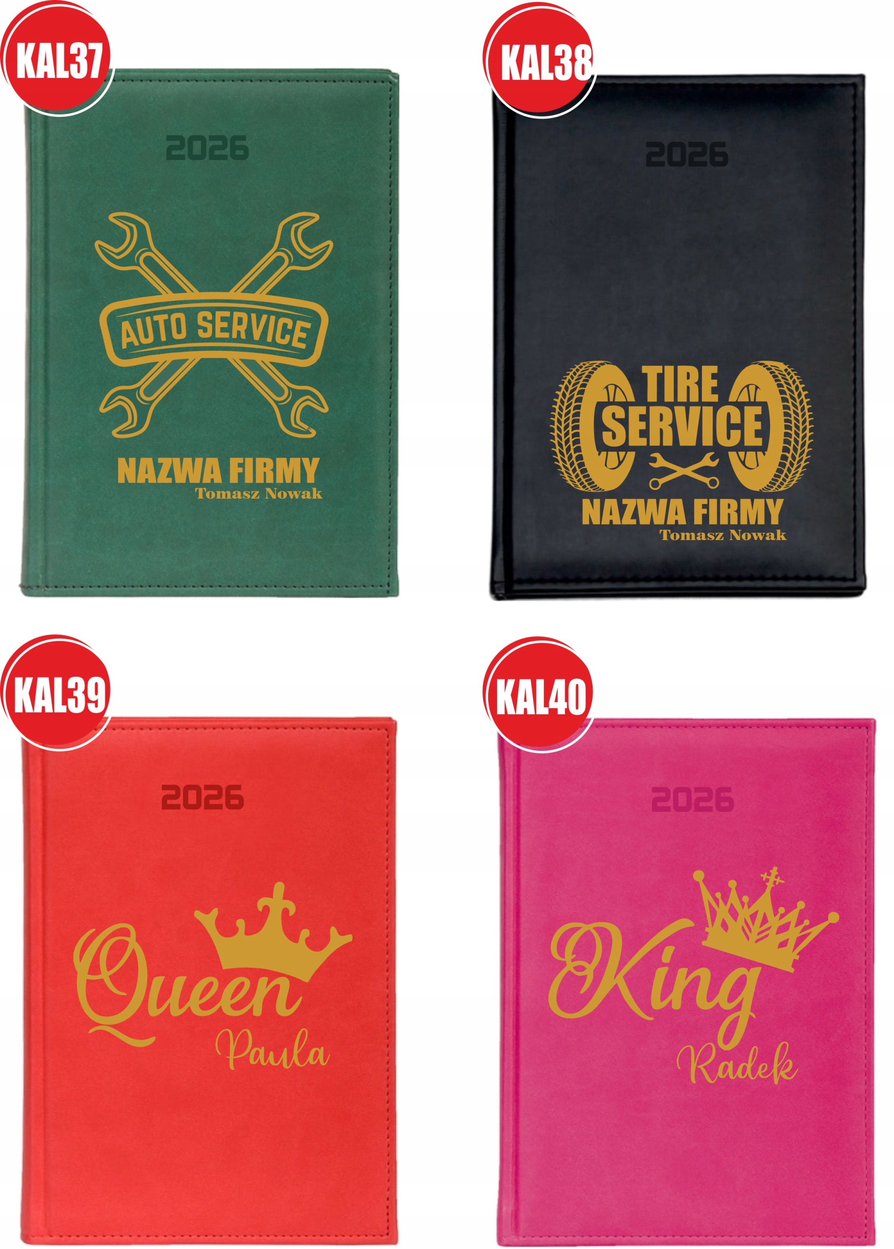KALENDARZ A4 2026 DZIENNY terminarz z nadrukiem UV PLANER PREZENT + IMIĘ