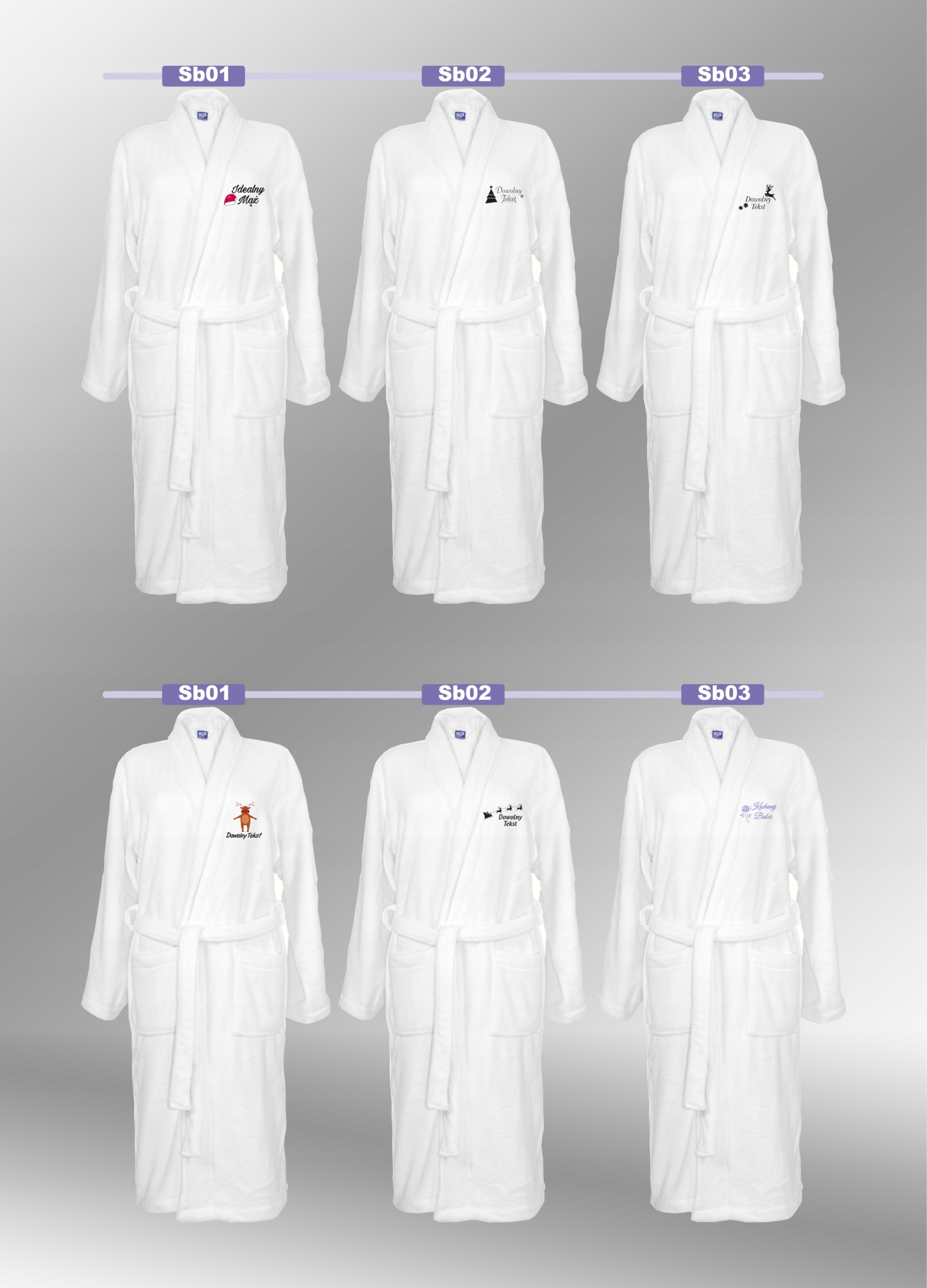 SZLAFROK BIAŁY Z HAFTEM rozmiar 2XL unisex PREZENT personalizacja IMIĘ