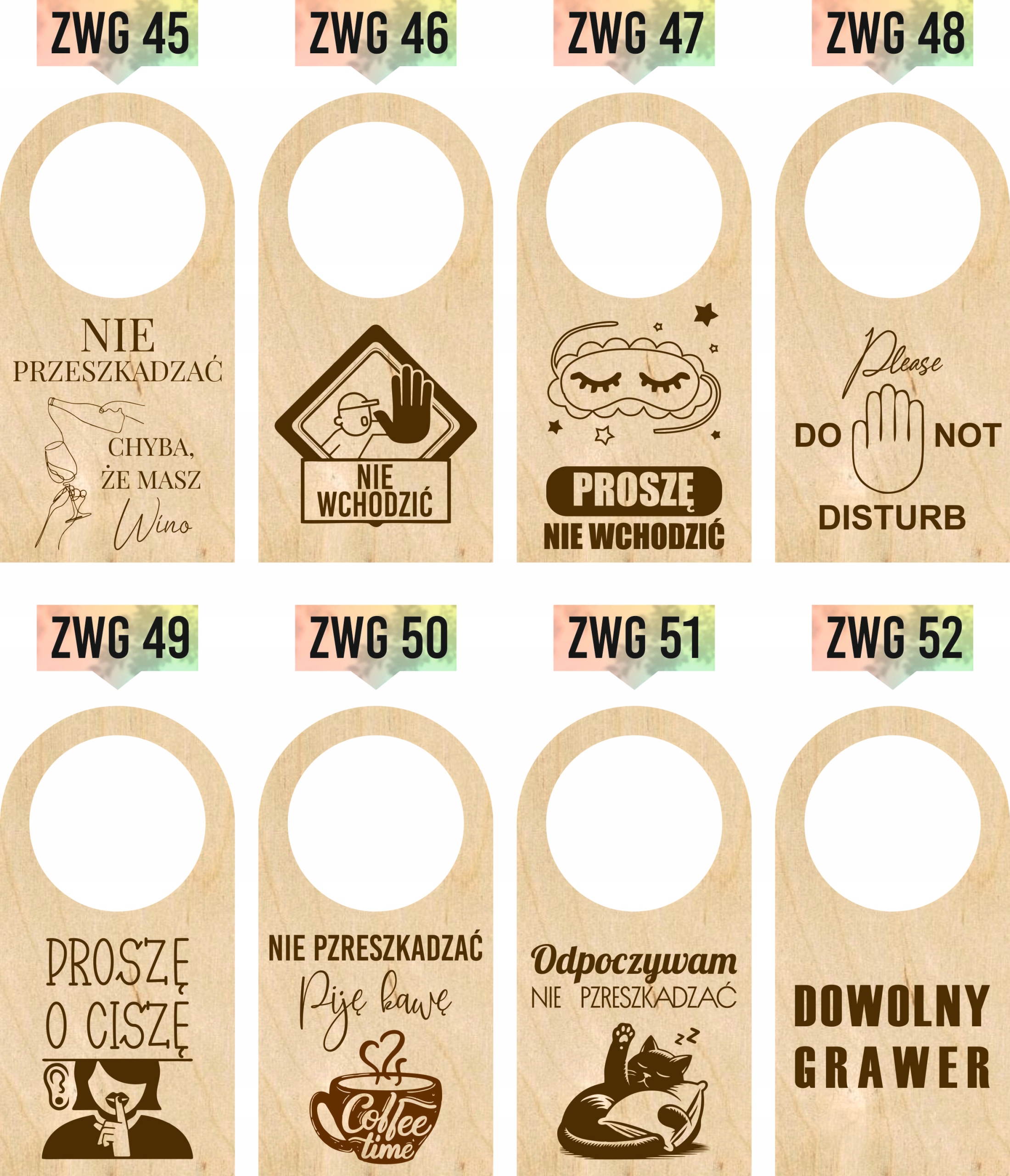 ZAWIESZKA NA DRZWI KLAMKĘ drewniana grawerowana POSZĘ NIE WCHODZIĆ