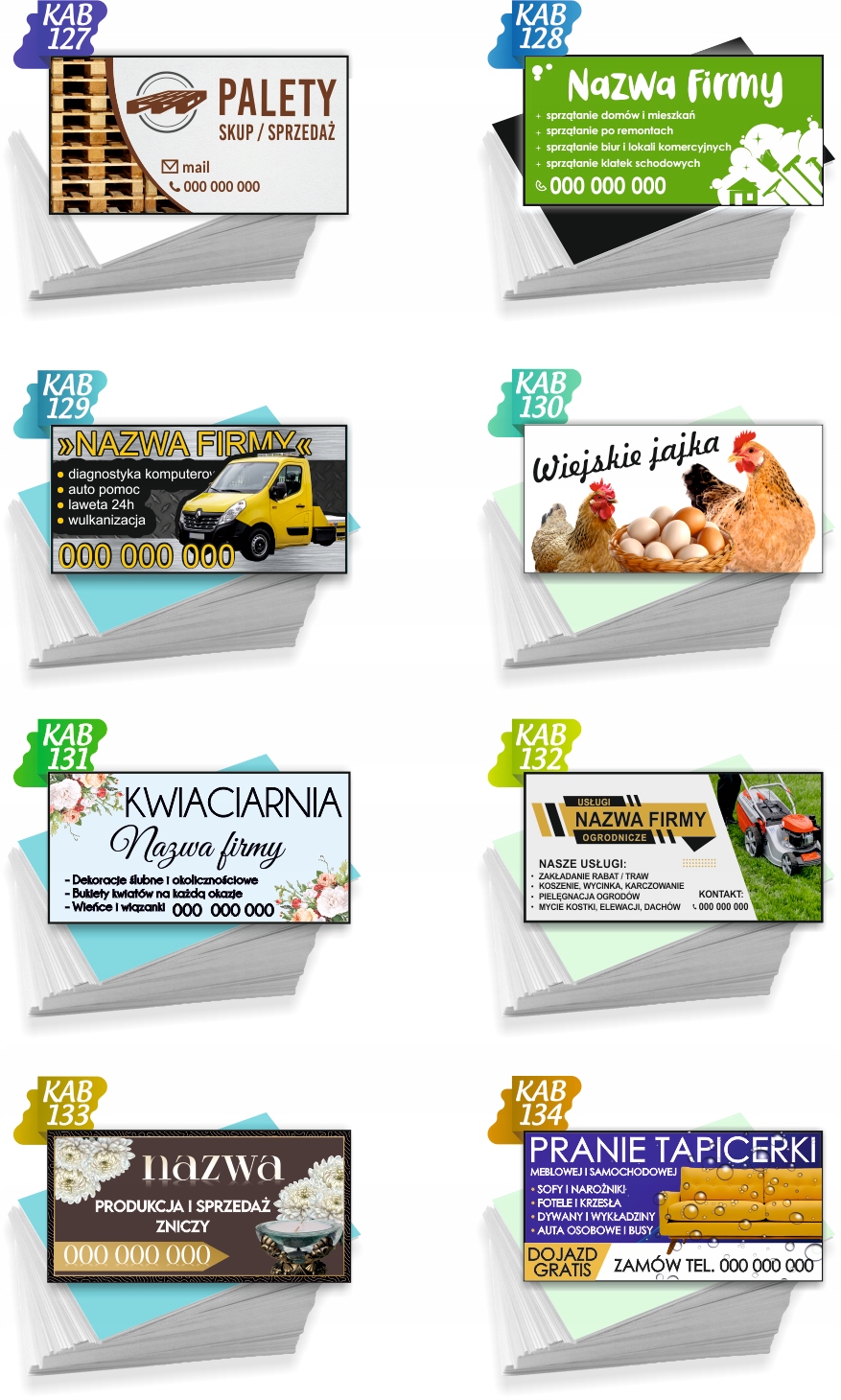 Wizytówki firmowe 200 szt RÓŻNE WZORY do wyboru BORÓWKA AMERYKAŃSKA