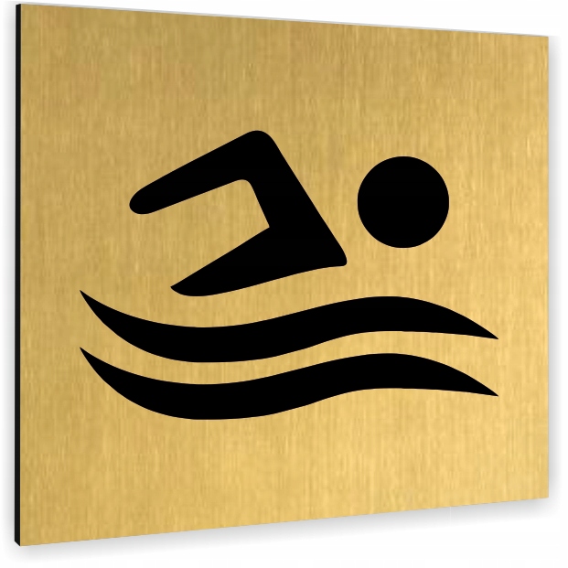 Tabliczka DOWOLNY TEKST BASEN Tablica nierdzewna PIKTOGRAM ALUMINIUM ZŁOTA