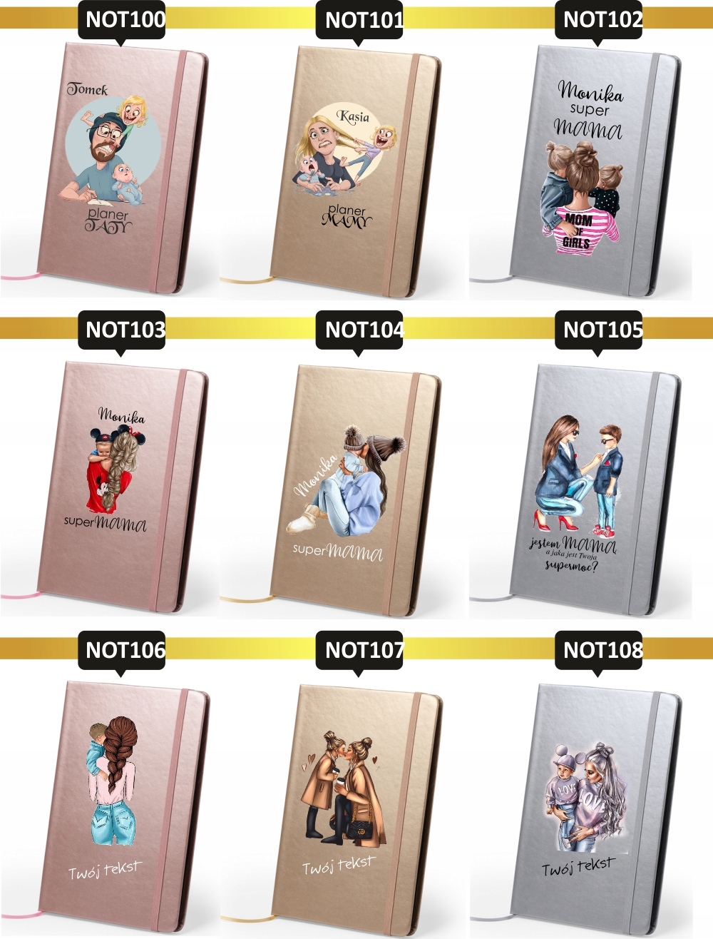 Notes metaliczny A5 kolorowy nadruk UV wedding PLANNER ślub