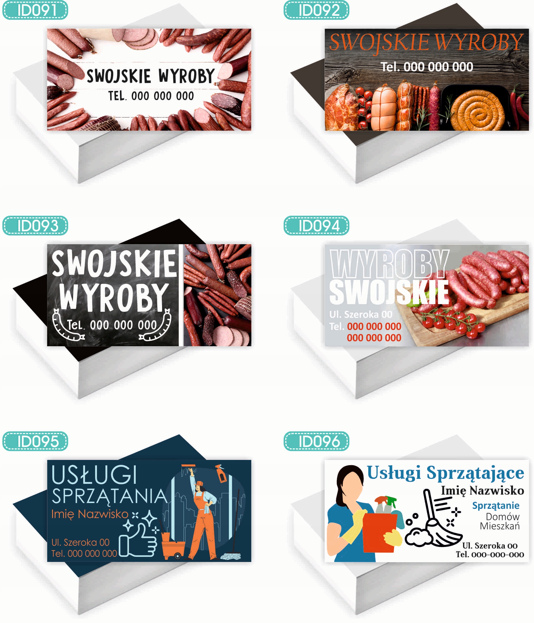 Wizytówki firmowe 100szt RÓŻNE WZORY do wyboru OKNA DRZWI ROLETY