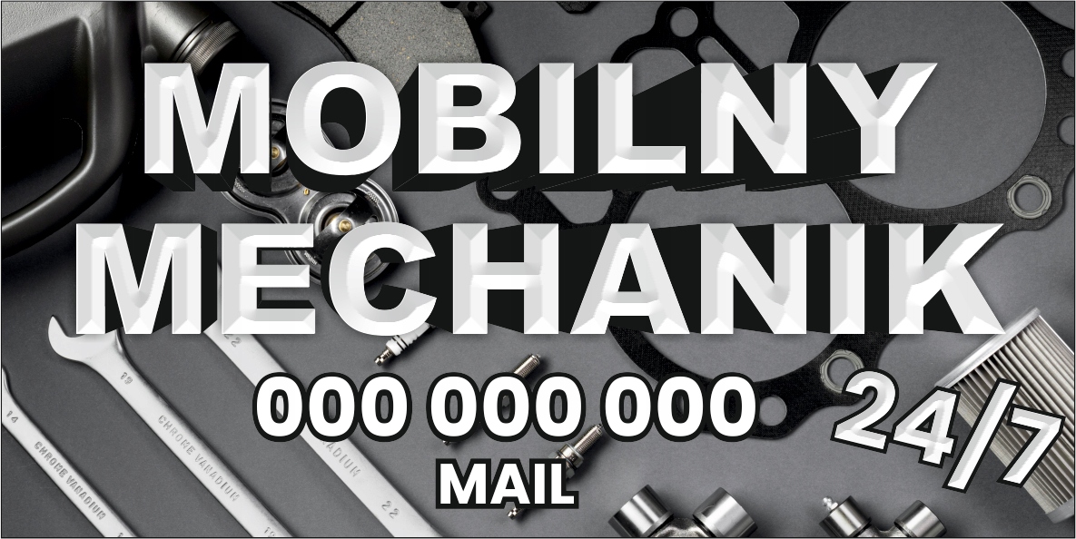 BANER OCZKOWANY reklamowy 100x50 cm różne wzory MECHANIK ELEKTRYK plandeka