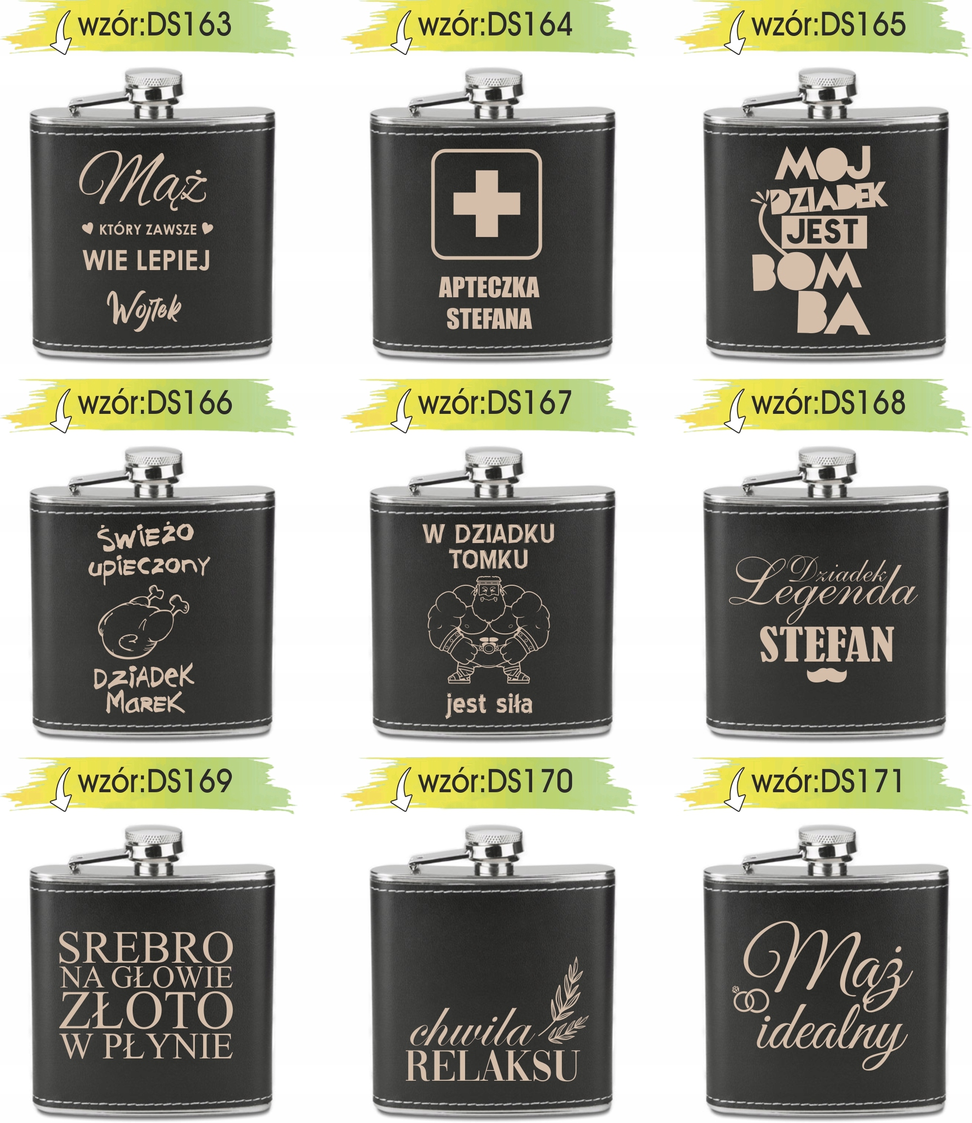 GRAWEROWANA Piersiówka 180 ml personalizowany prezent na dzień dziadka