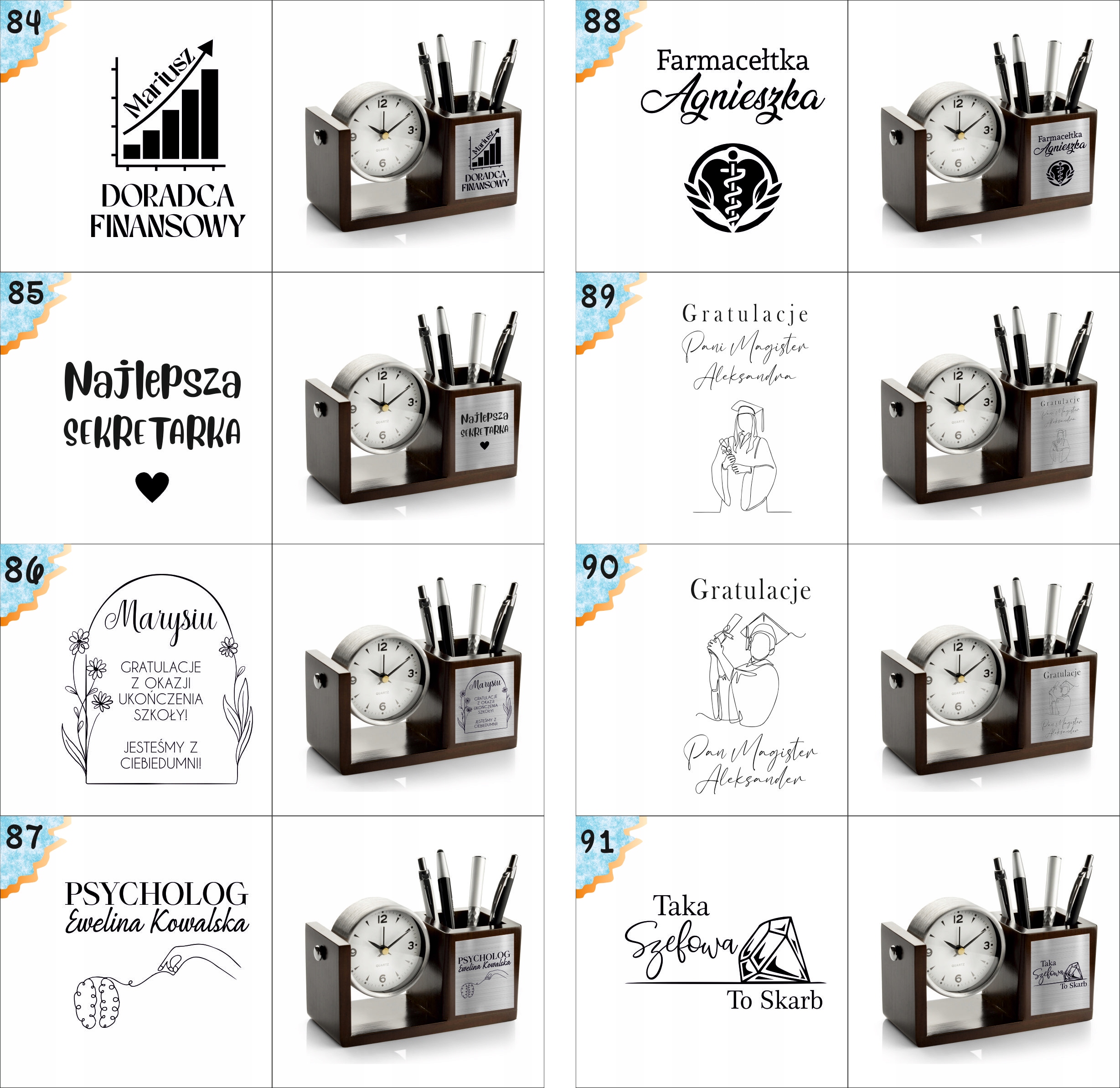 Nowoczesny przybornik z zegarem z Twoim tekstem imieniem DLA KSIĘGOWEJ