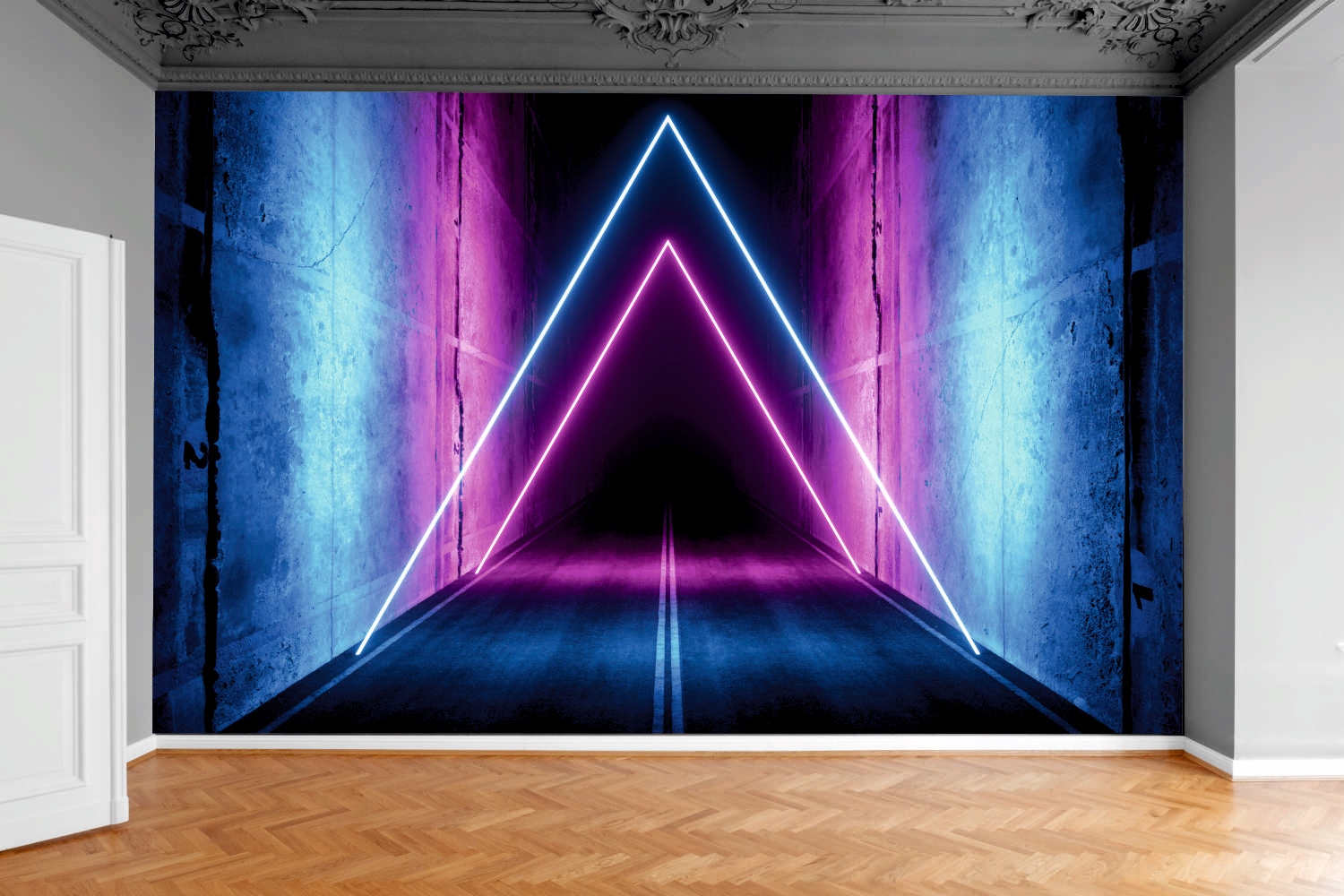 Fototapeta TUNEL NEONOWA DROGA BETONOWA CEGŁY