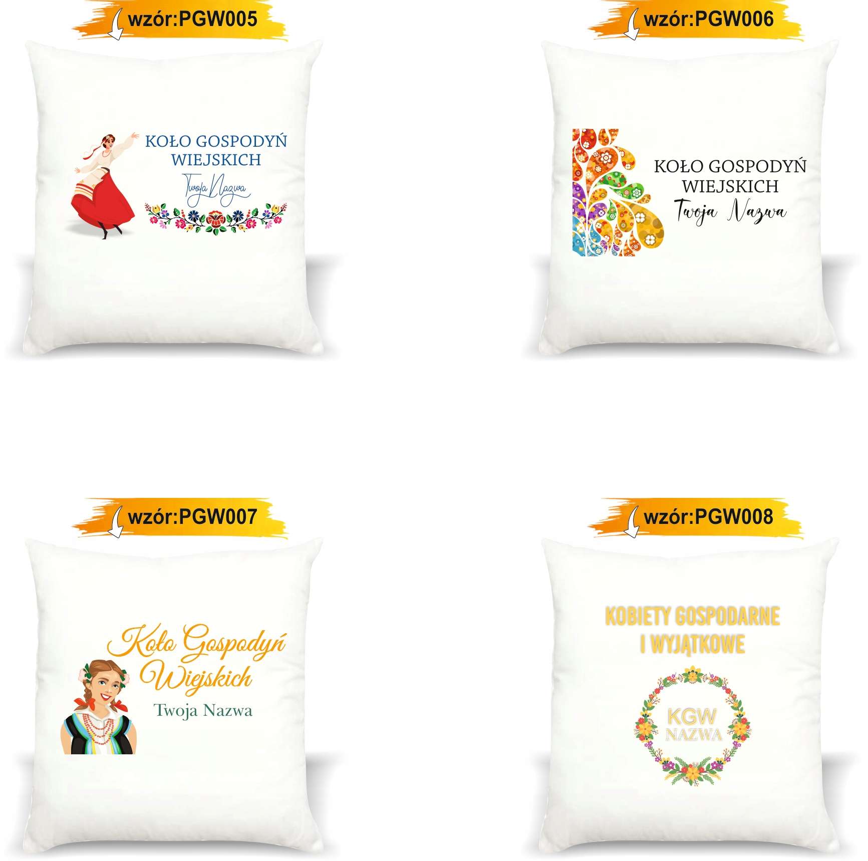 foto PODUSZKA KGW koło gospodyń wiejskich z nadrukiem twoją nazwą