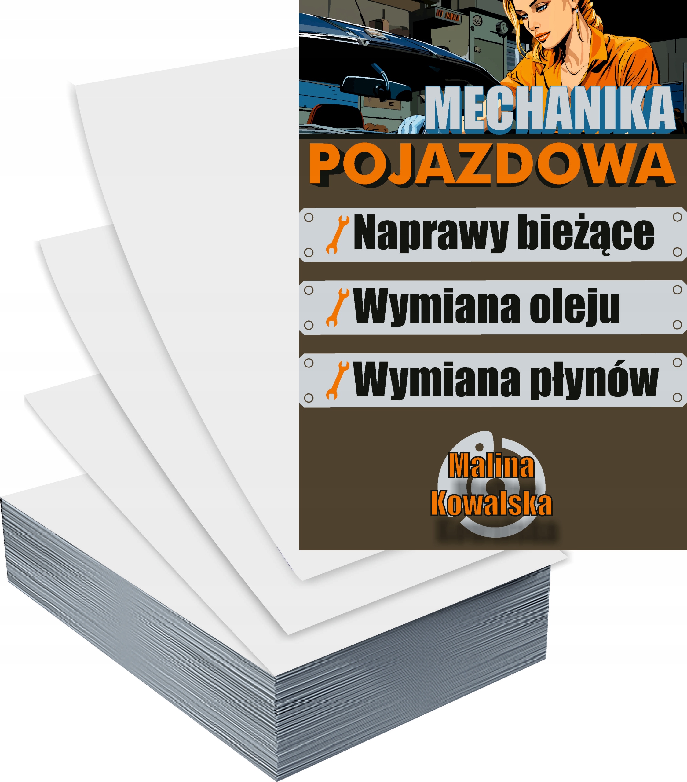 Ulotki A4 1000szt reklamowe firmowe DUŻO WZORÓW MECHANIKA POJAZDOWA