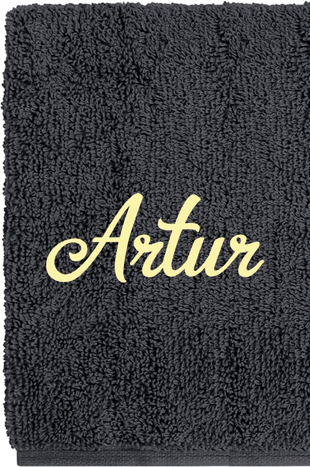 RĘCZNIK Z HAFTEM 100x50 cm szary PREZENT z imieniem ARTUR