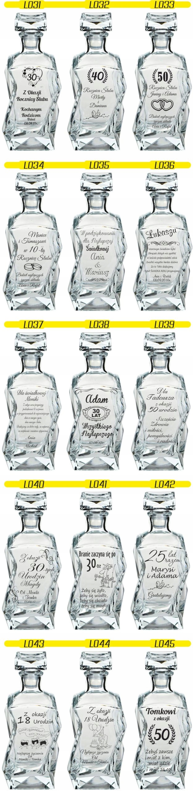 KARAFKA podziękowania dla rodziców świadków grawer